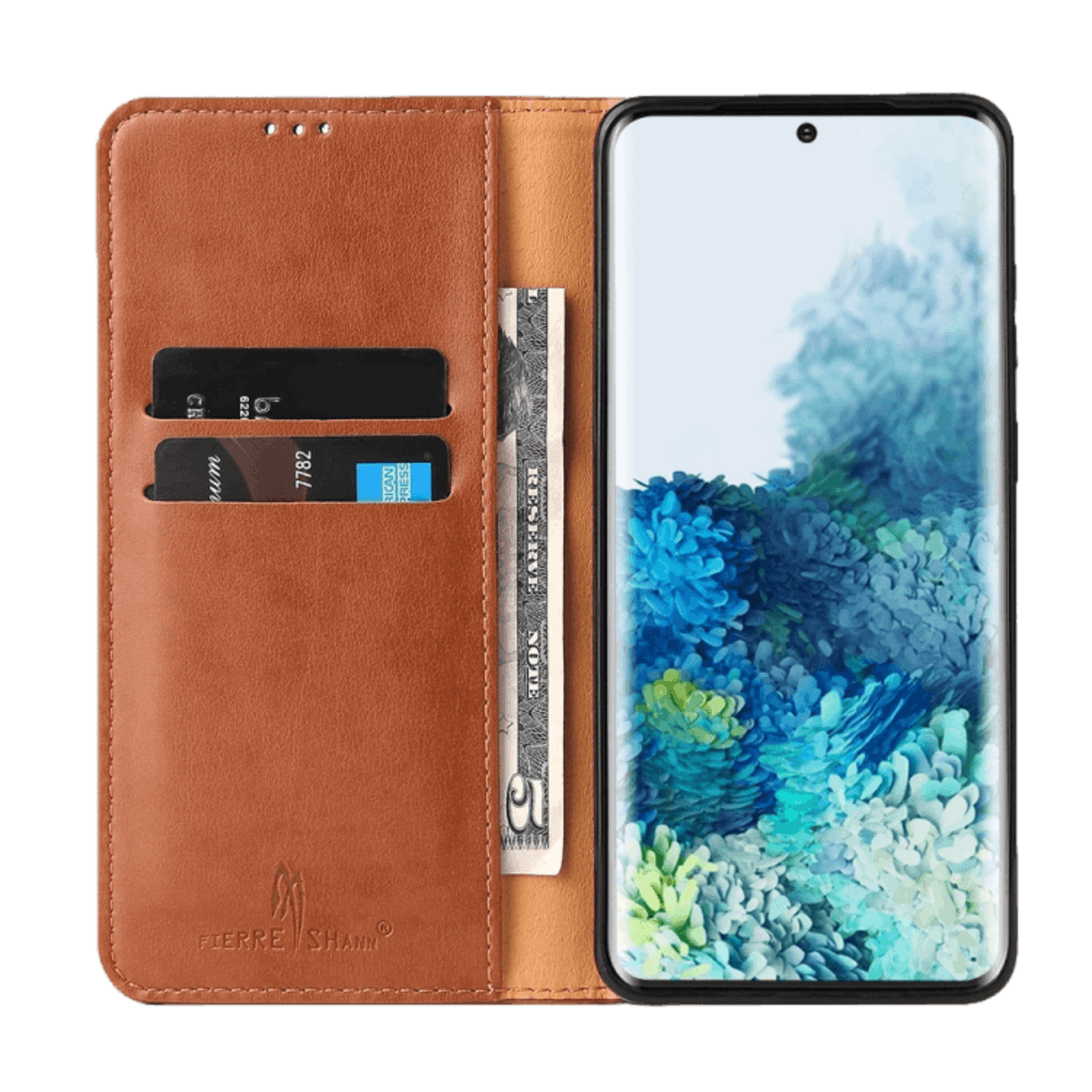 Fierre Shann Samsung Galaxy S20 Plus Slim Wallet Hoesje Bruin
