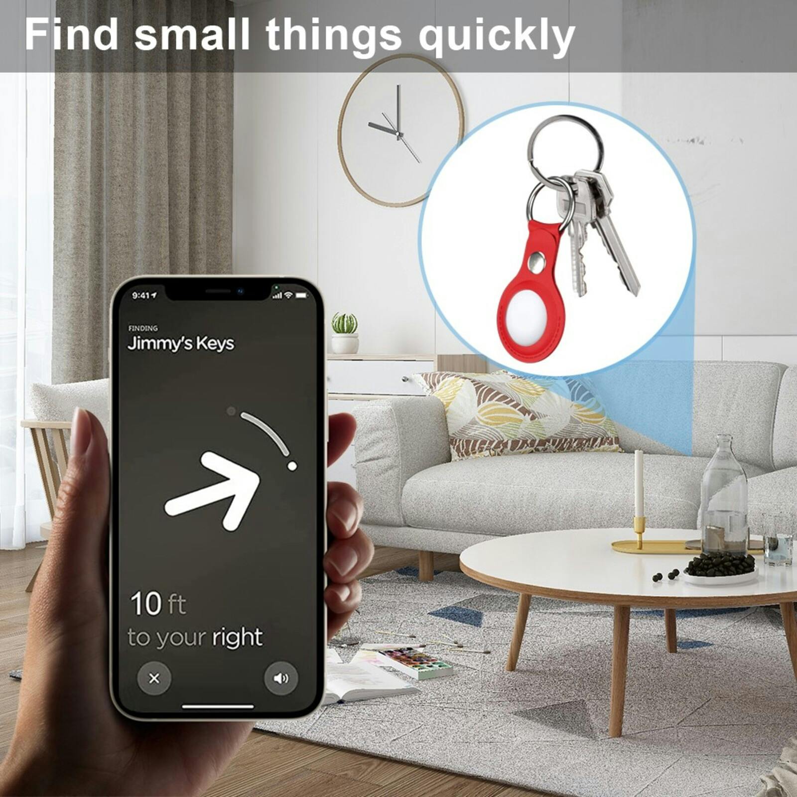 Comfycase AirTag Lederen Sleutelhanger Rood