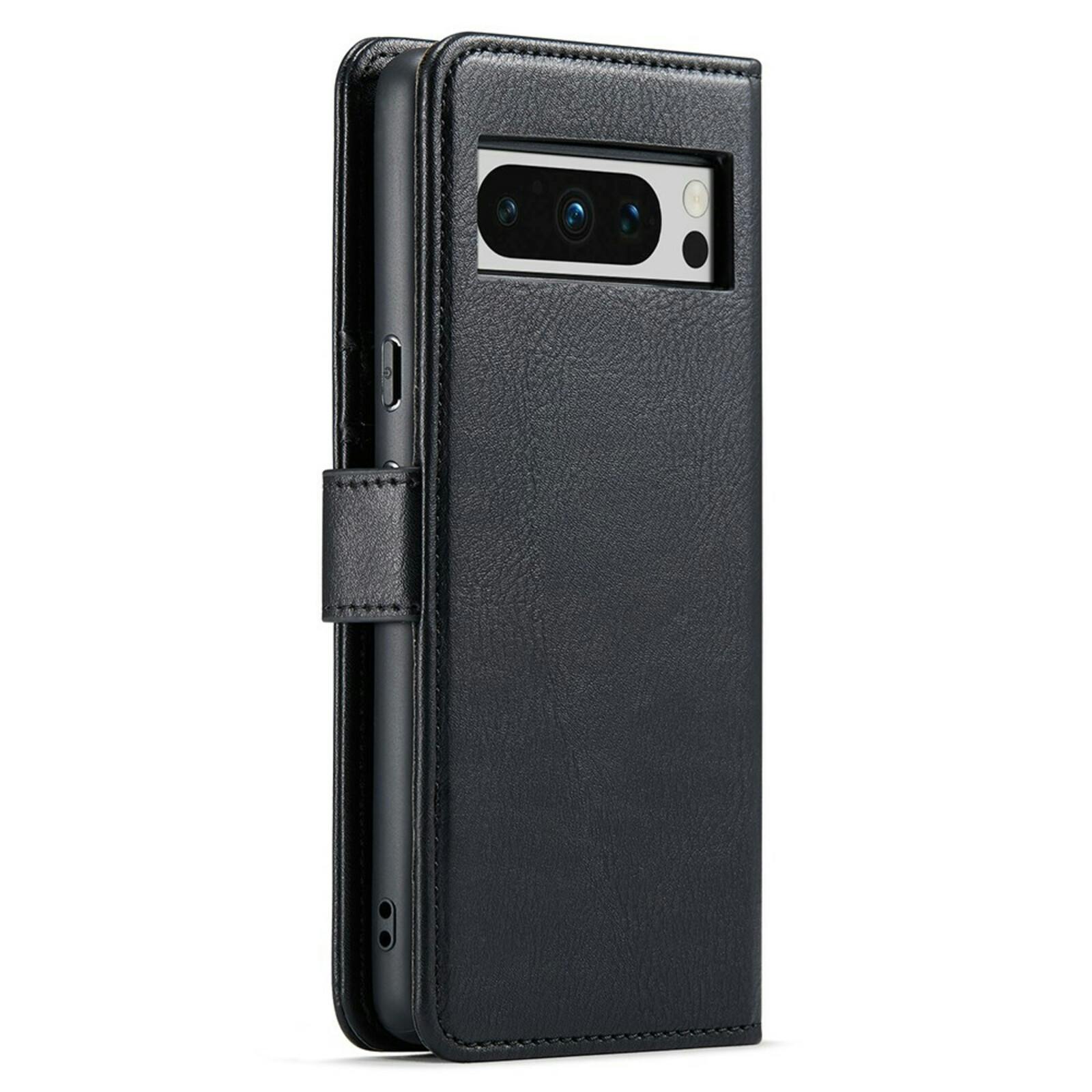 DG.MING Google Pixel 8 Pro Lederen 2-in-1 Wallet Hoesje Zwart
