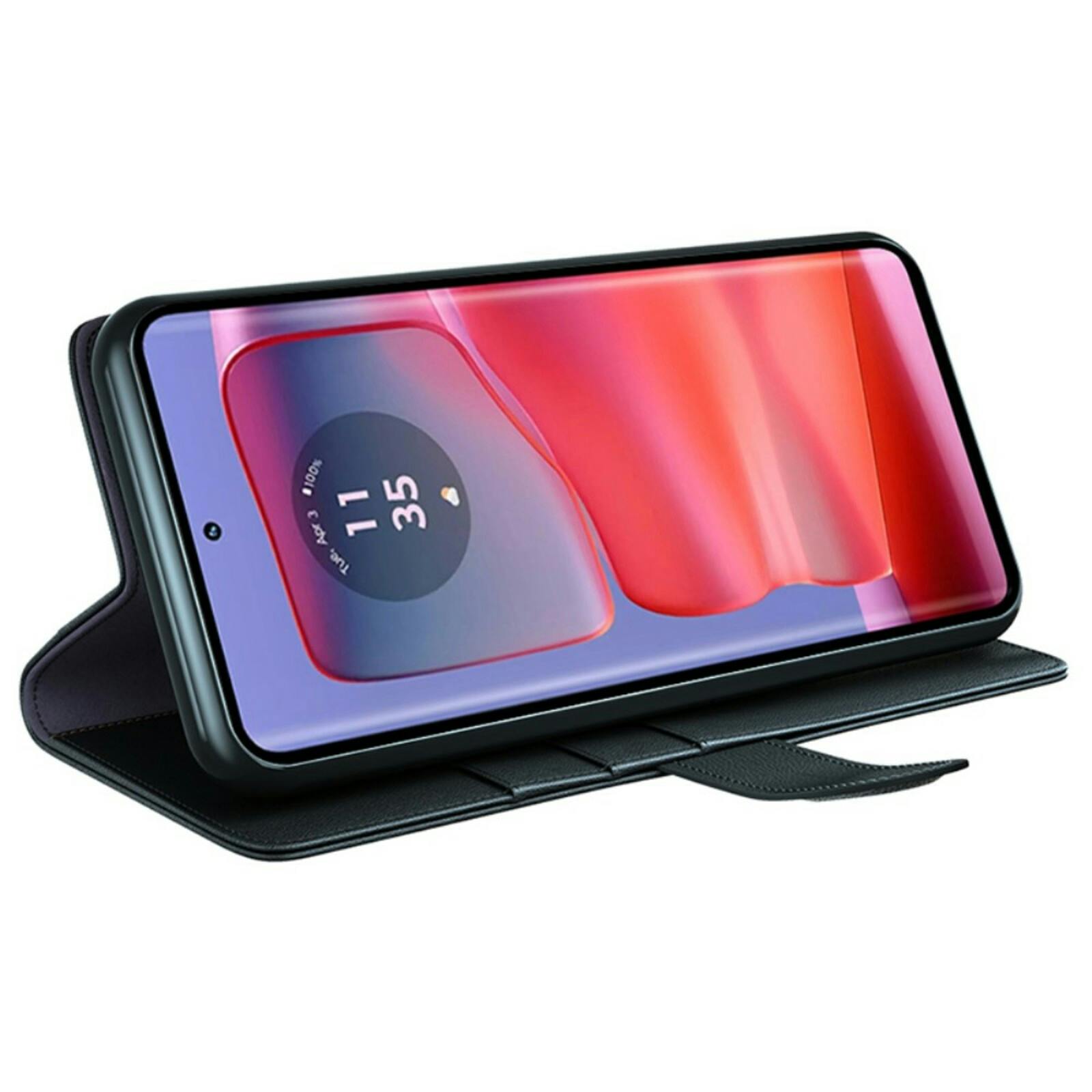 Fonexio Motorola Edge 50 Pro Luxe Lederen Book Case Zwart