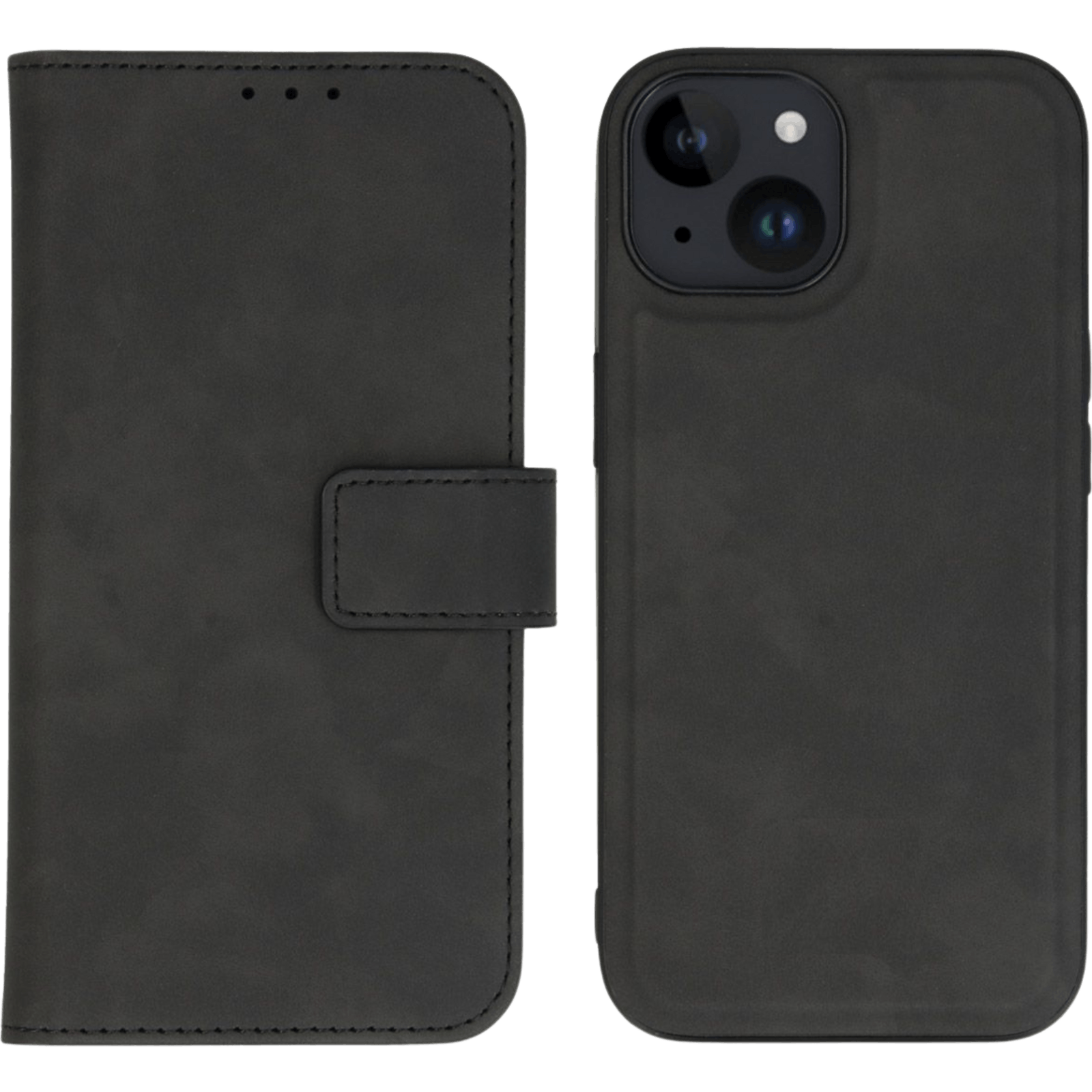 Kees iPhone 15 Luxe 2-in-1 Portemonnee Hoesje Zwart