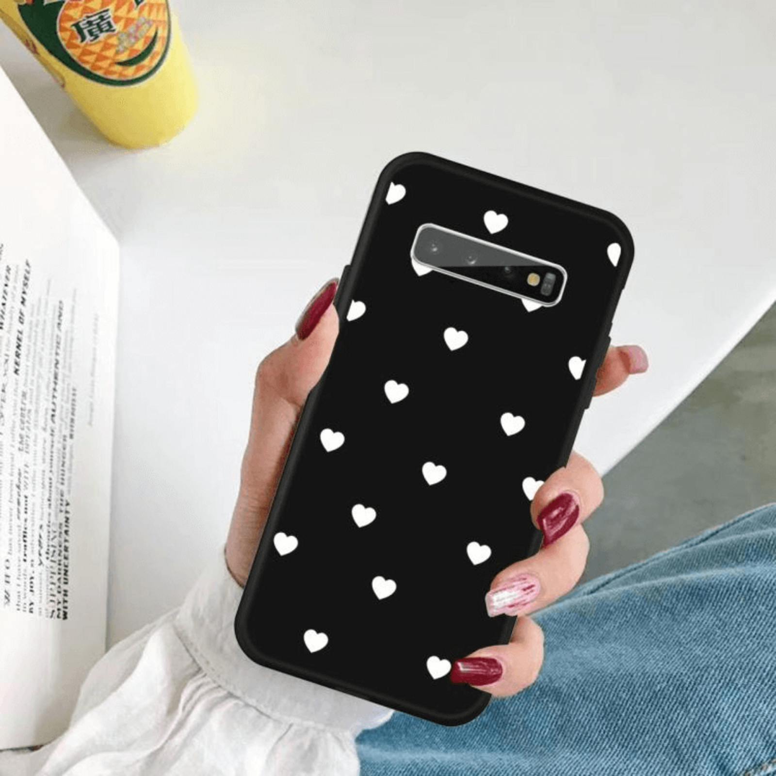 Mocaa Samsung Galaxy S10 Plus Hearts Case Zwart