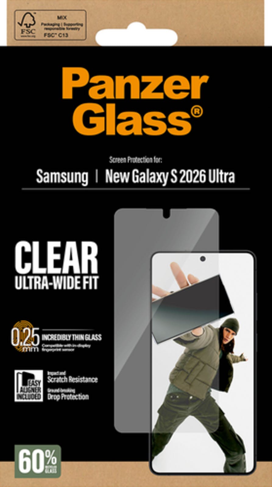 PanzerGlass Samsung Galaxy S26 Ultra Wide Fit Screenprotector Transparant
