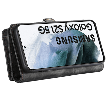 Caseme Samsung Galaxy S21 Vintage Wallet Hoesje Zwart