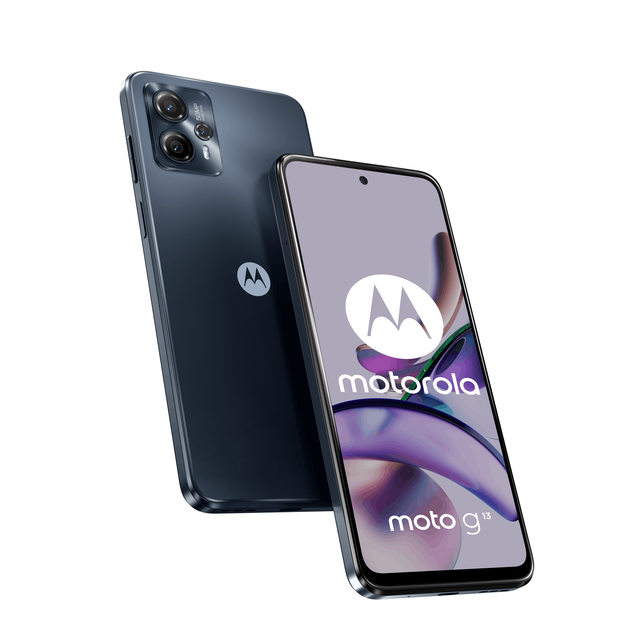 Motorola Moto G13 Matte Charcoal - Voorkant & achterkant