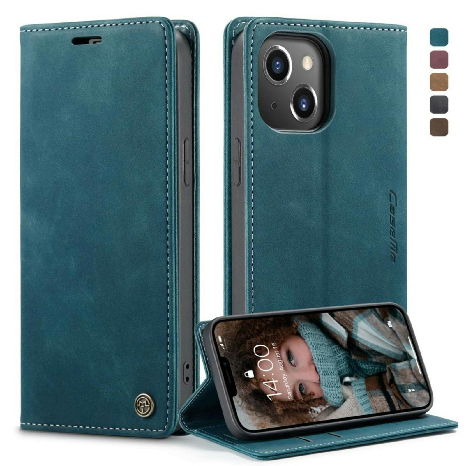 Caseme iPhone 13 Business Wallet Bookcase Hoesje Blauw
