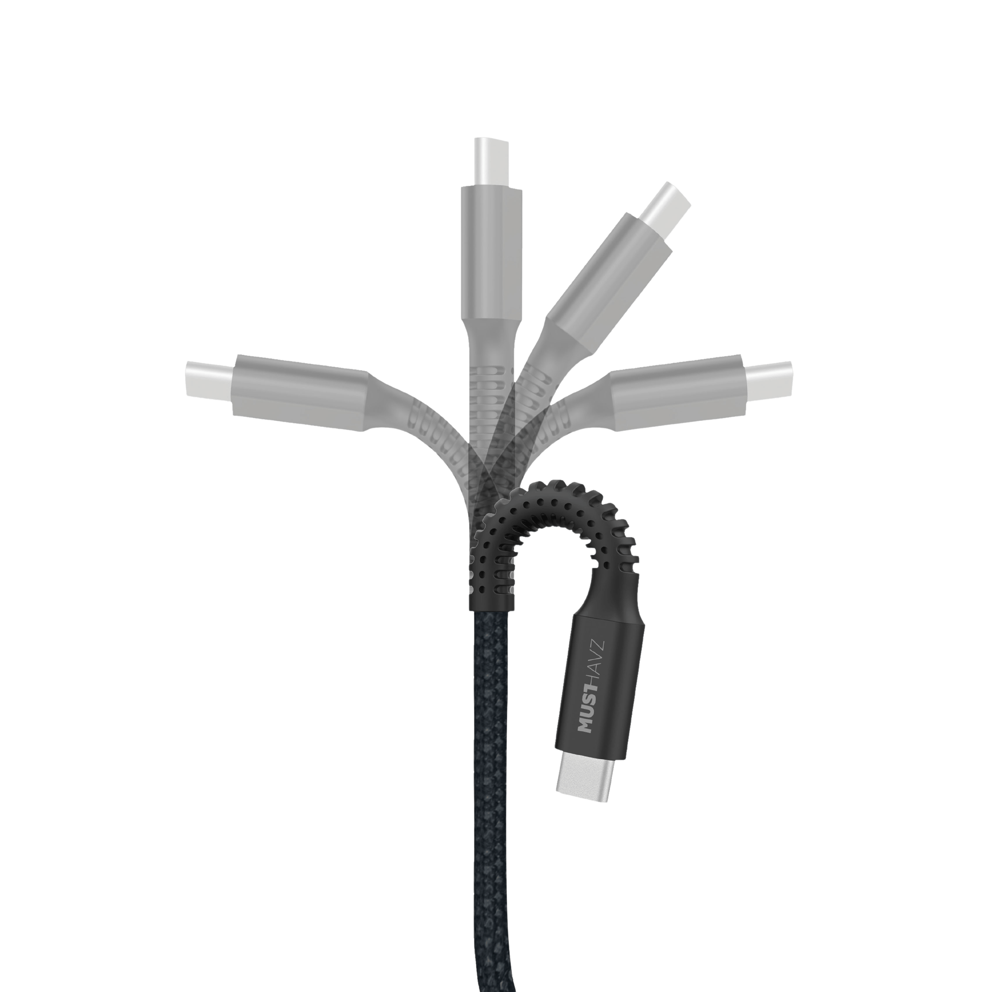 Musthavz Unbreakable Kevlar Cable USB-C to USB-C Zwart 1m