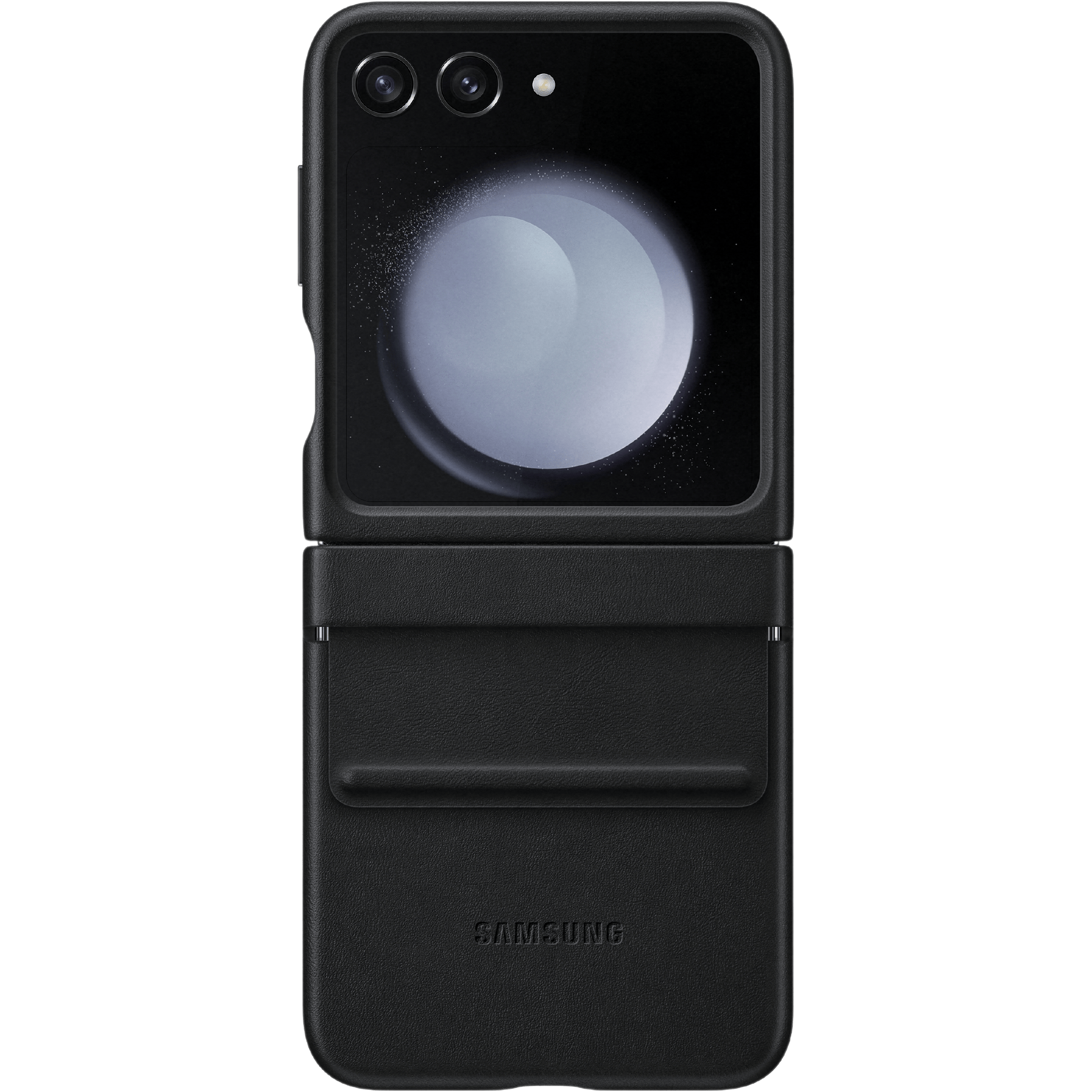 Samsung Galaxy Z Flip5 Eco Leren Hoesje Zwart - Voorkant