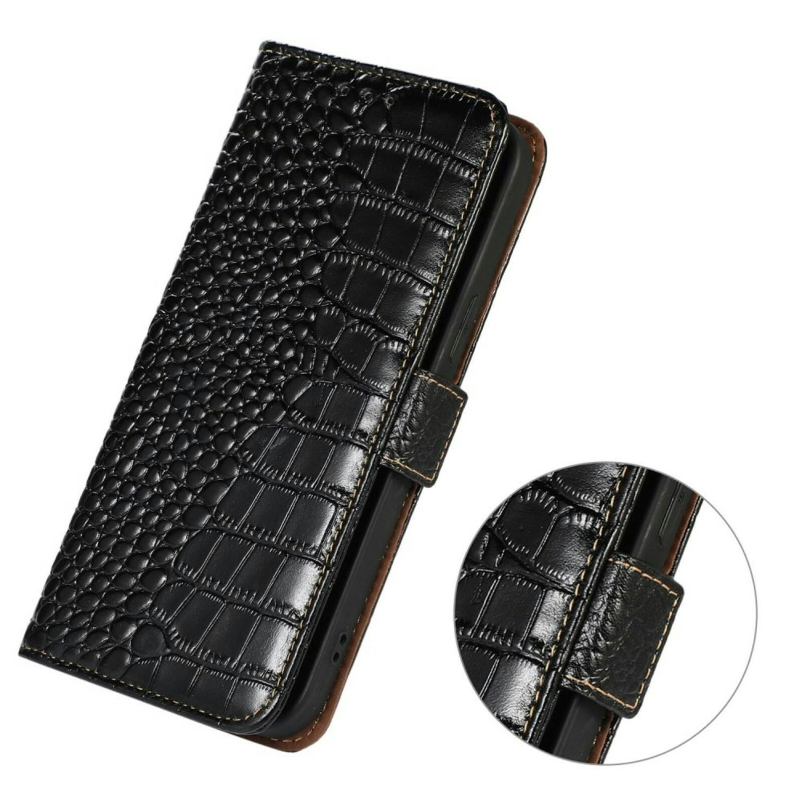 Mocaa Samsung S23 FE Croco Book Case Leer Zwart