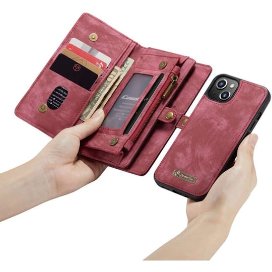 Caseme iPhone 13 Mini Portemonnee Hoesje Alles-in-één Rood