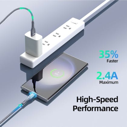 Duzzona Gewoven USB-A naar USB-C High Speed Oplaad + Datakabel Grijs 2m