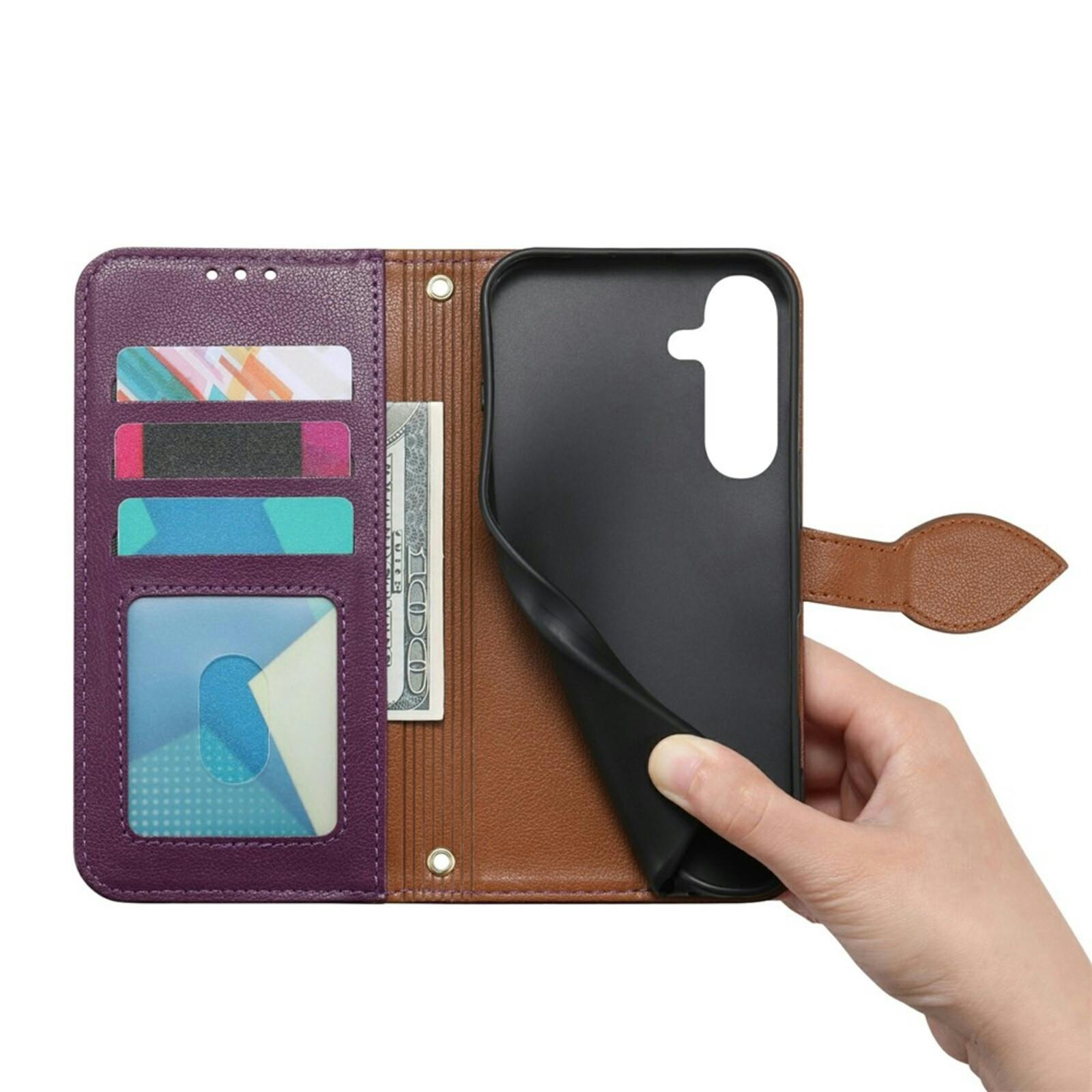 Comfycase Samsung Galaxy S26 FE Book Case met Bladsluiting en Polsband Paars