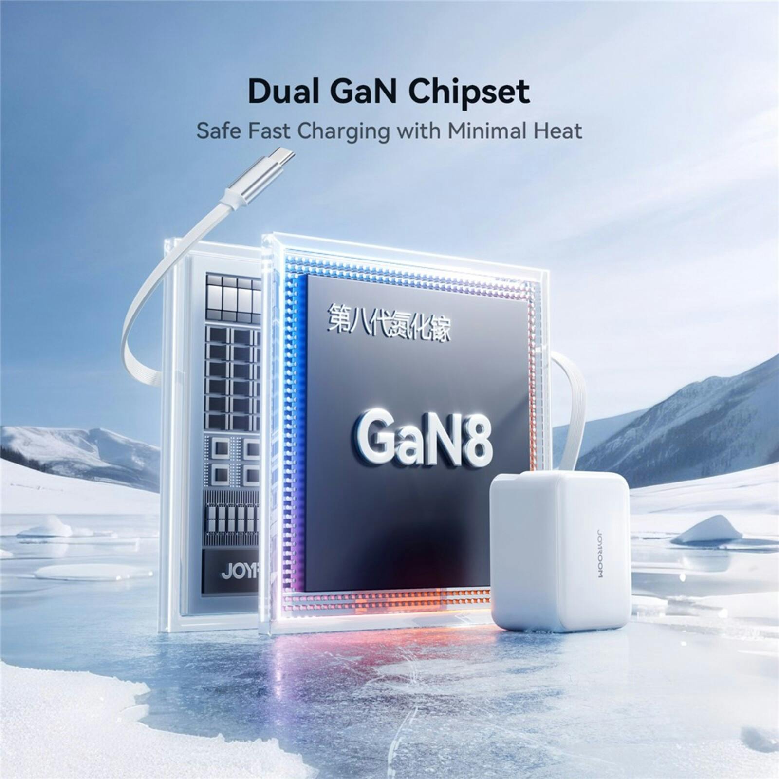 Joyroom 67W Fast Charging GaN Oplader met Ingebouwde Kabel Wit