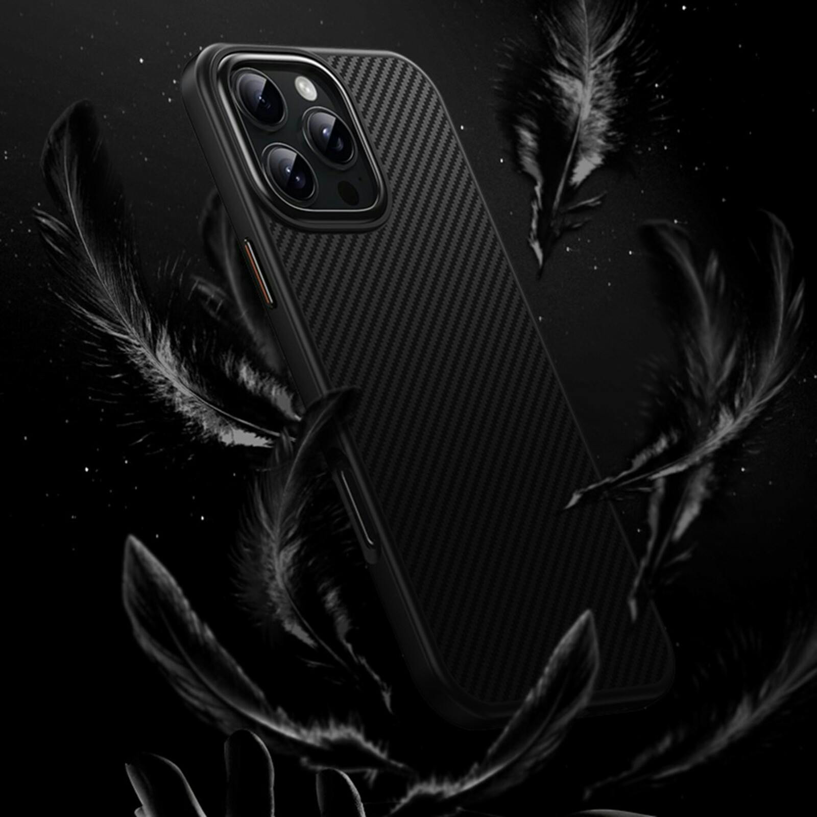 Mocaa iPhone 16 Pro Max Slim Carbon Pantser MagSafe Case Zwart