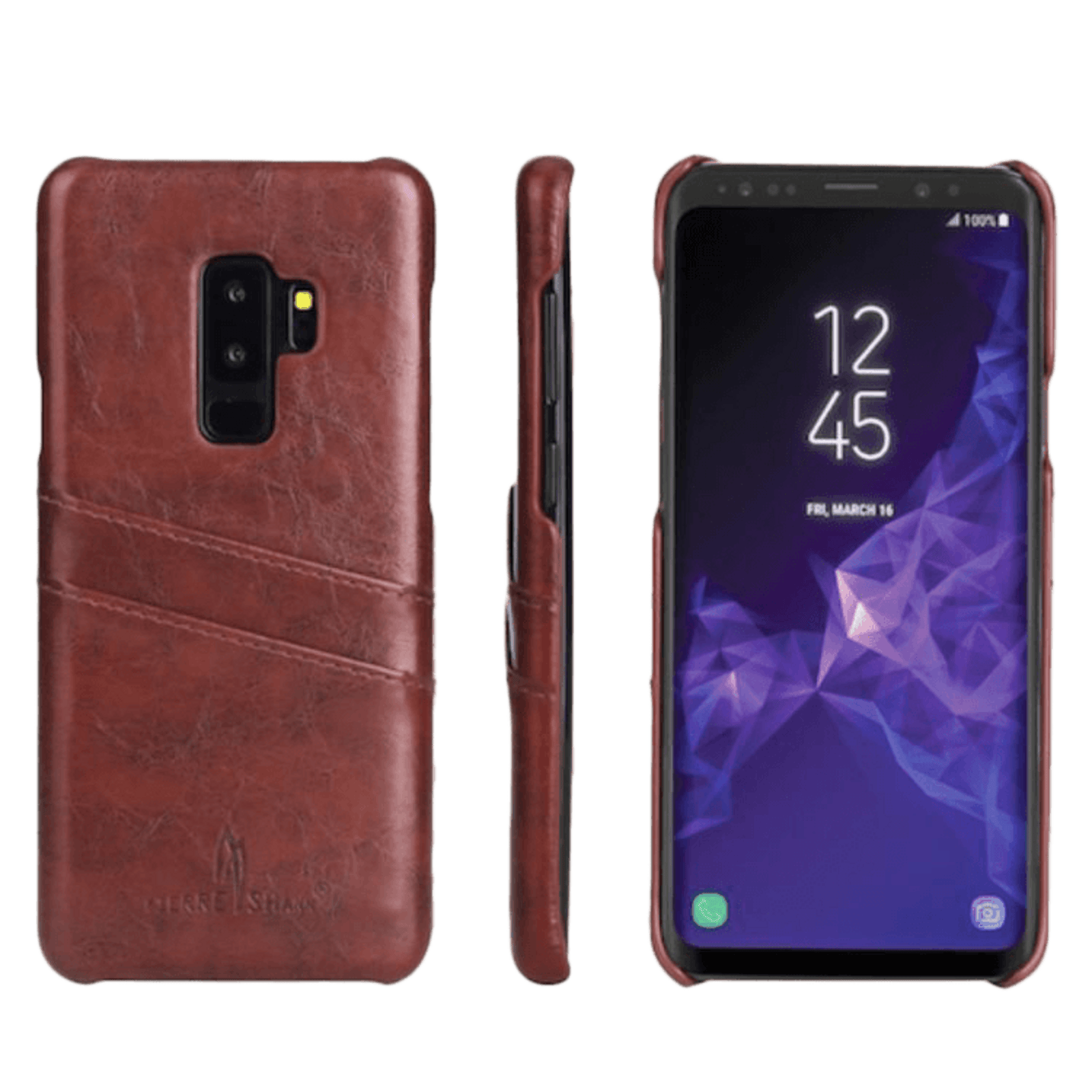 Fierre Shann Samsung Galaxy S9 Luxe Handgemaakt Hoesje Met Pasruimte Lichtbruin