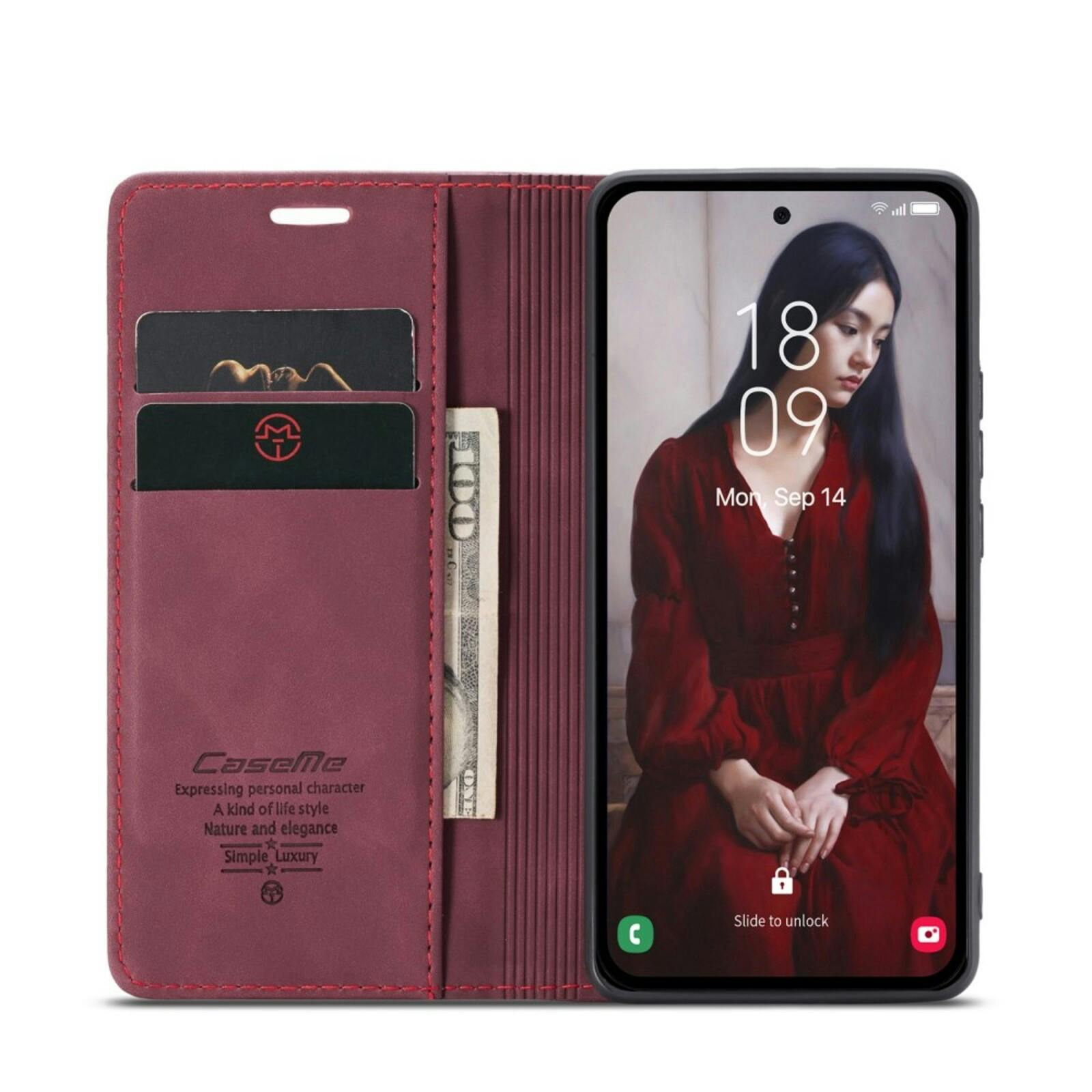 Caseme Samsung Galaxy A56 Business Bookcase Hoesje Rood