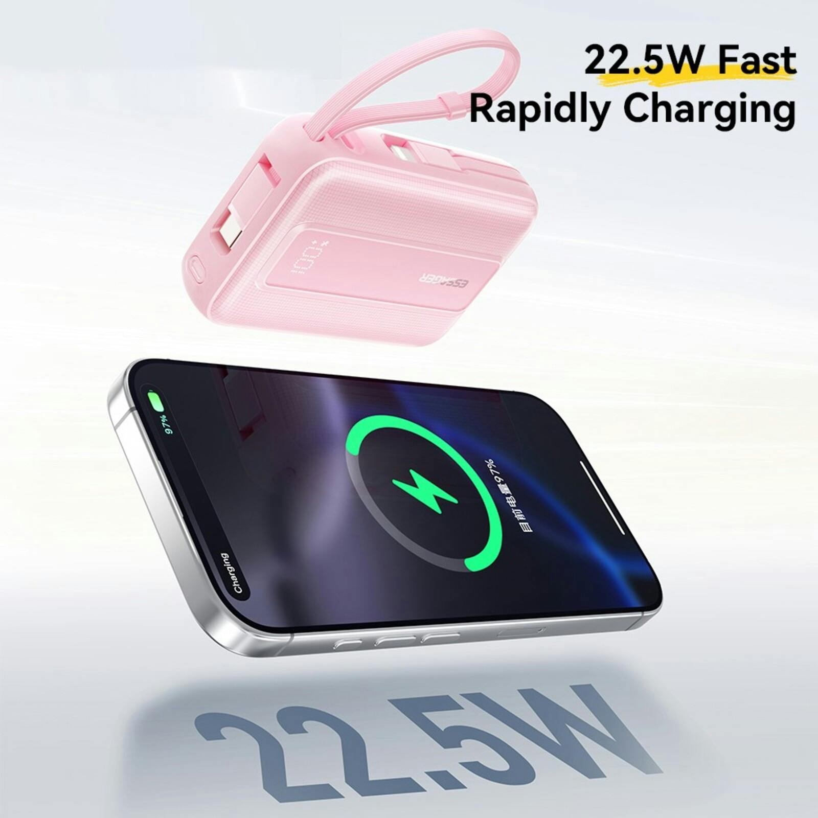 Essager Quick Charge Compact Powerbank met Kabels Blauw 10.000 mAh