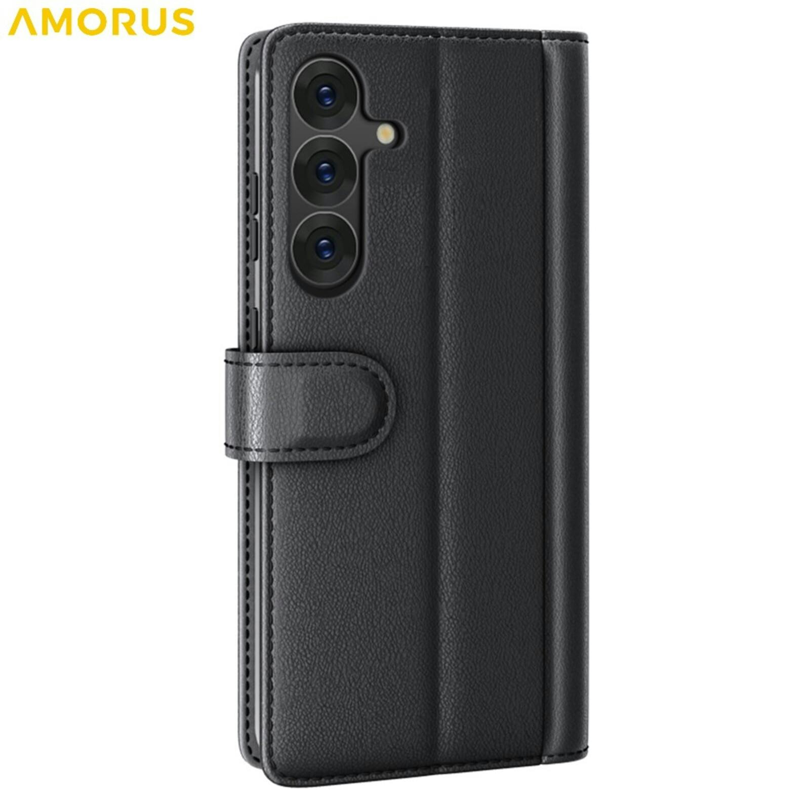 Amorus Samsung Galaxy S26 Luxe Lederen Bookcase Zwart