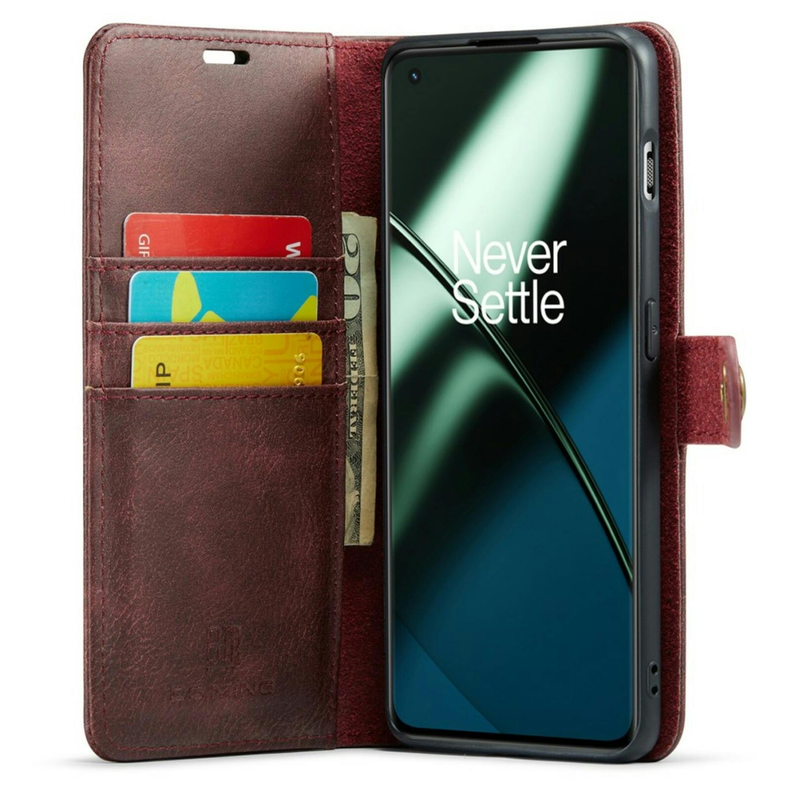 DG.MING OnePlus 11 Lederen 2-in-1 Wallet Hoesje Rood