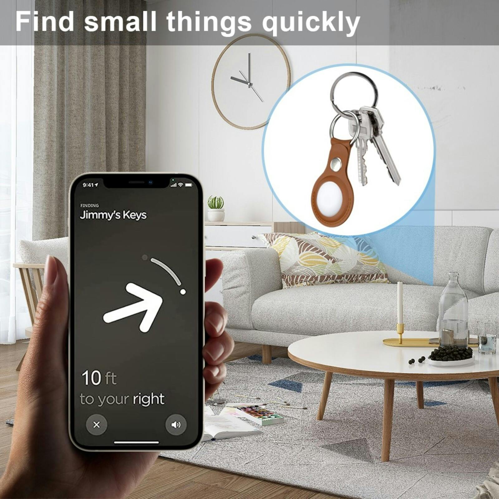 Comfycase AirTag Lederen Sleutelhanger Bruin