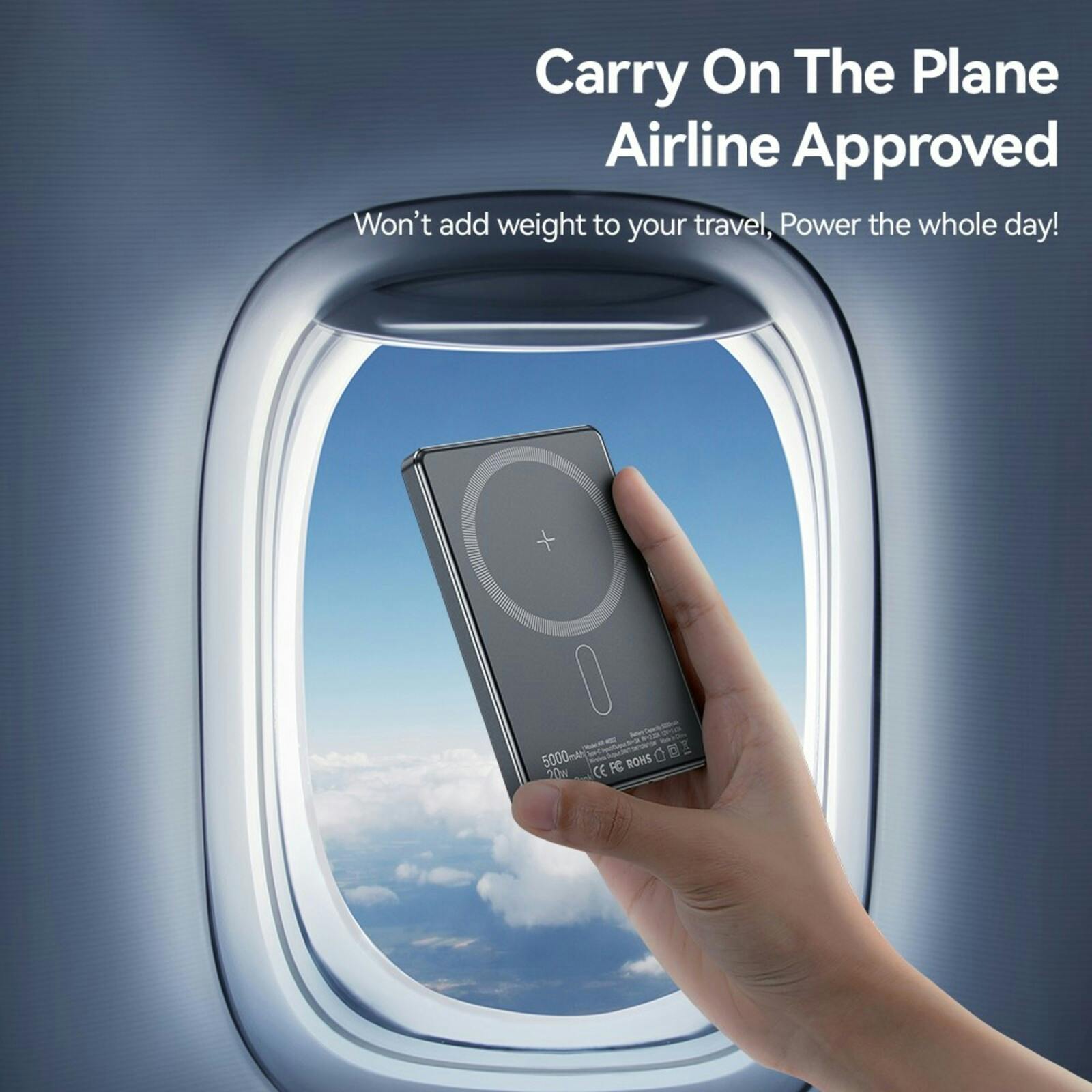 Essager 5000mAh 8mm Ultra Slim MagSafe Wireless Powerbank Titanium 5.000 mAh