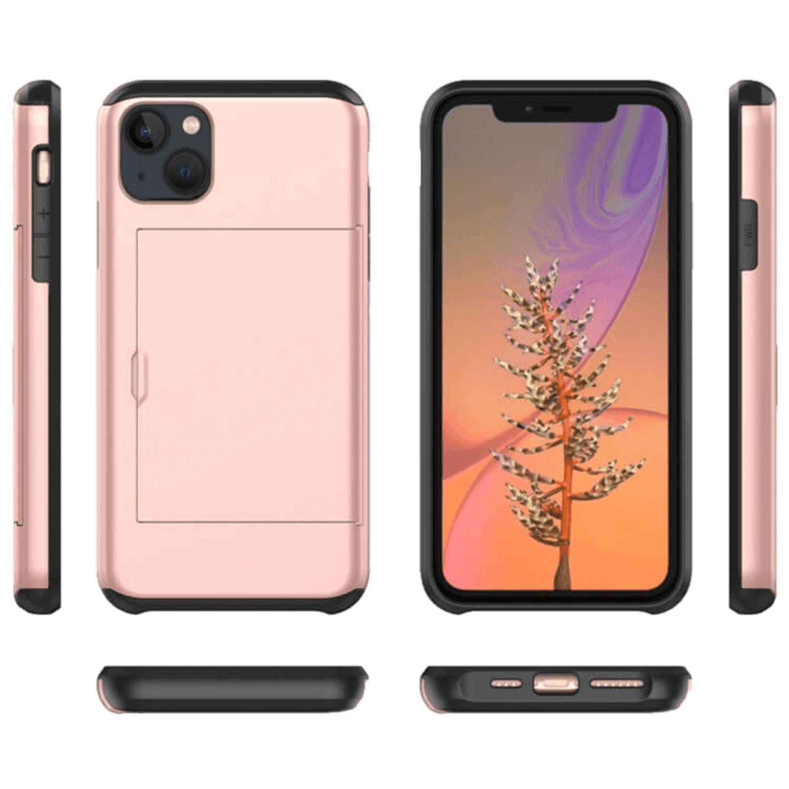 Slide Case iPhone 13 Hoesje met Pashouder Roségoud