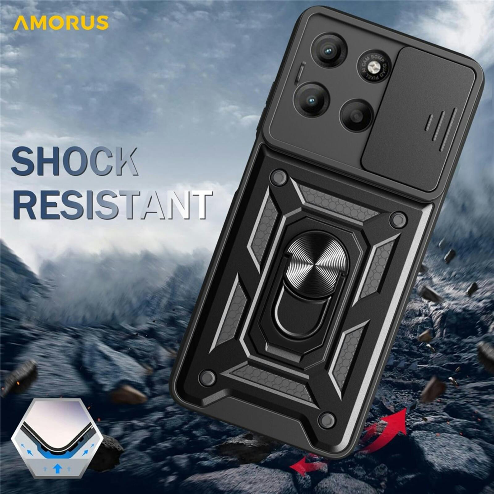 Amorus Motorola Moto G17 (Power) Shield Case met Camera-schuif Zwart