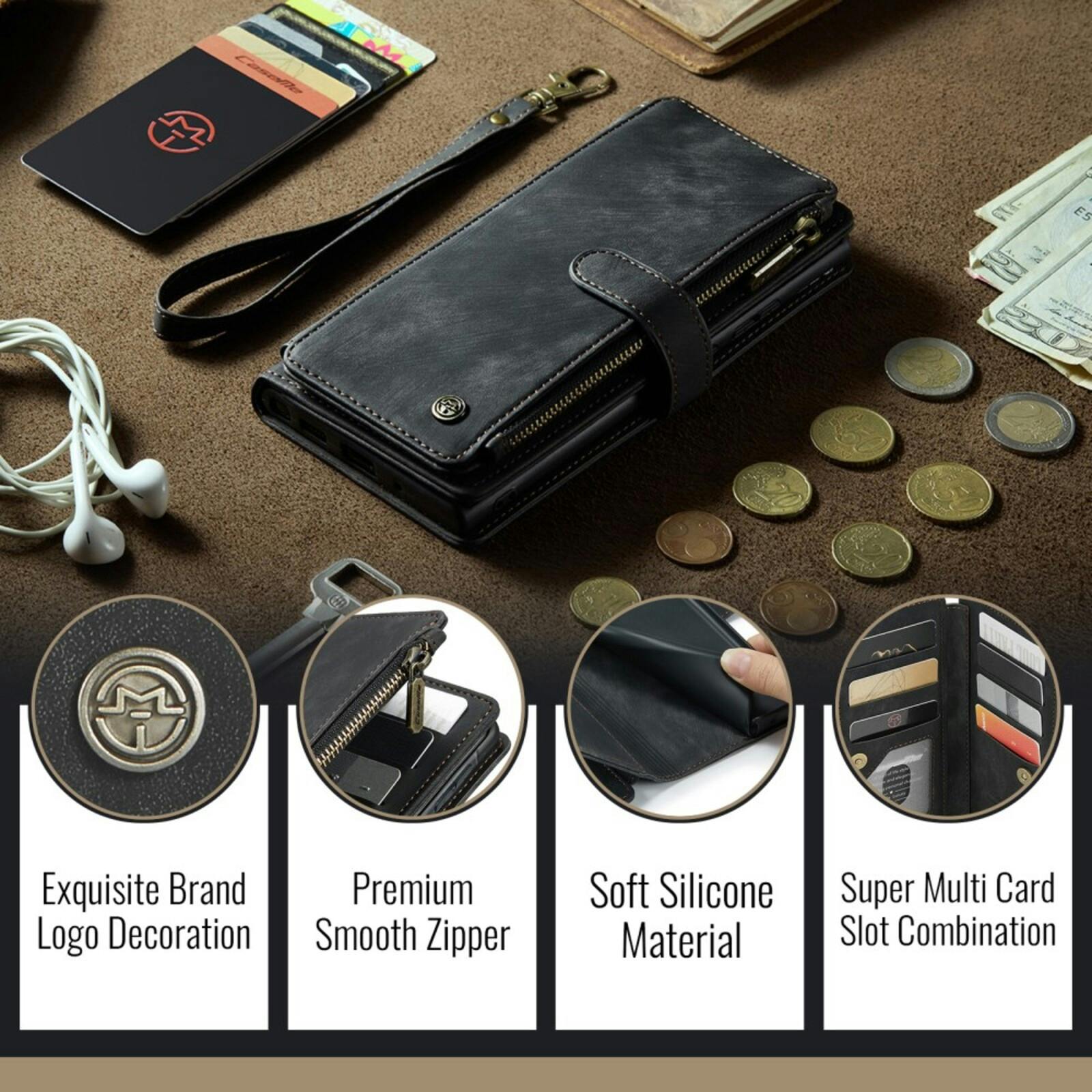 Caseme Samsung Galaxy A56 Vintage Wallet Hoesje Zwart