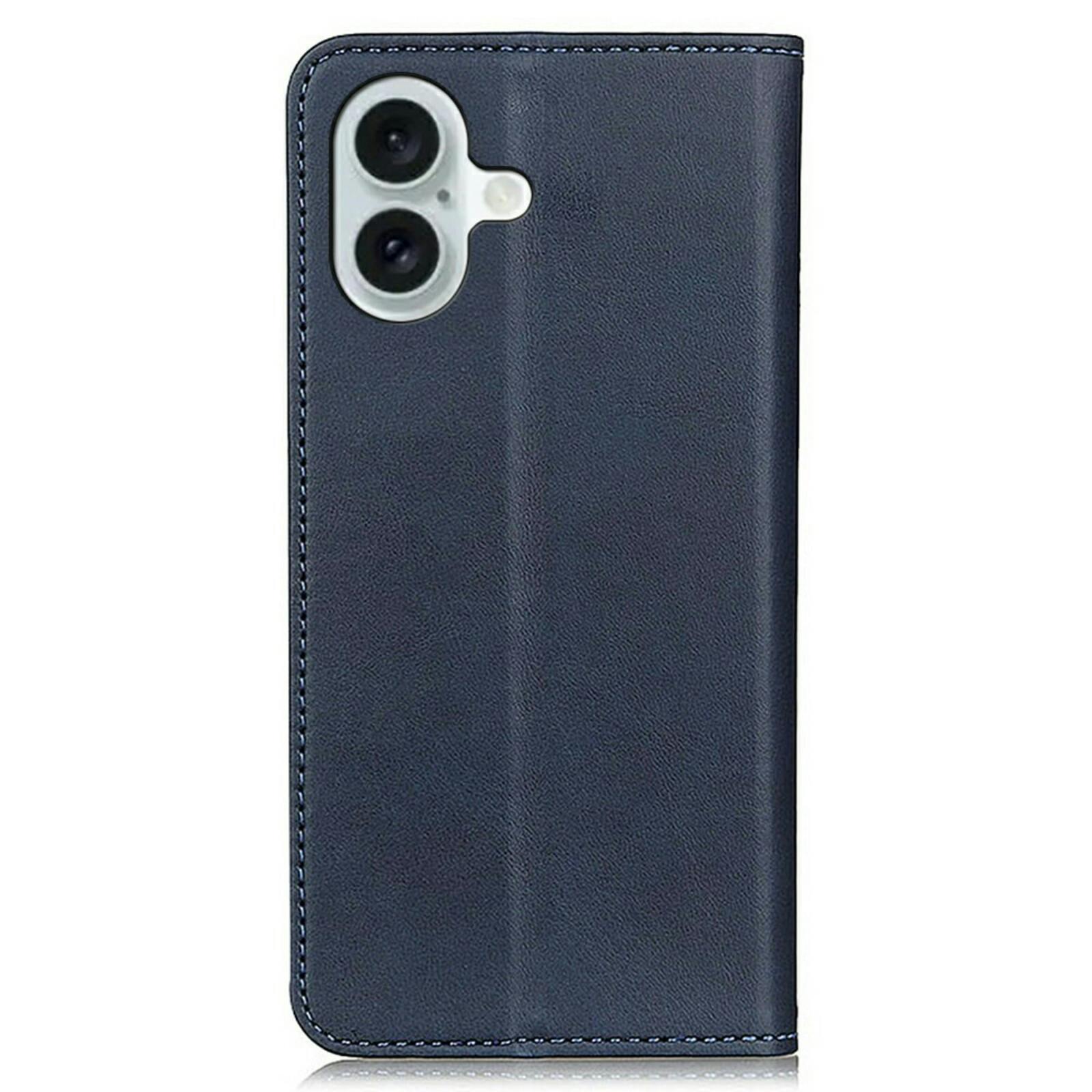 CaseBody Apple iPhone 17 Real Leather Wallet Hoesje Blauw