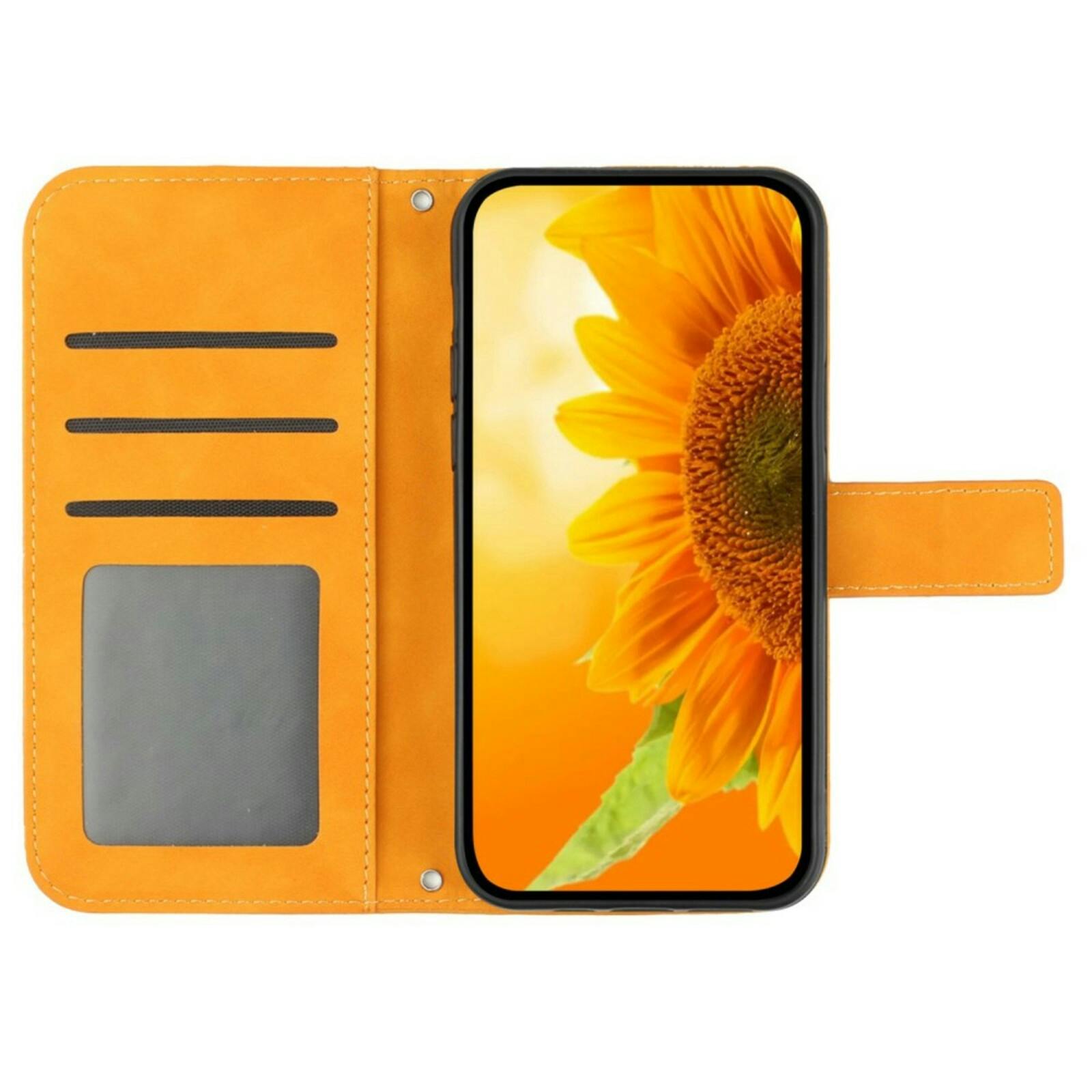 Mocaa Samsung Galaxy A35 Sunflower Bookcase met Koord Geel