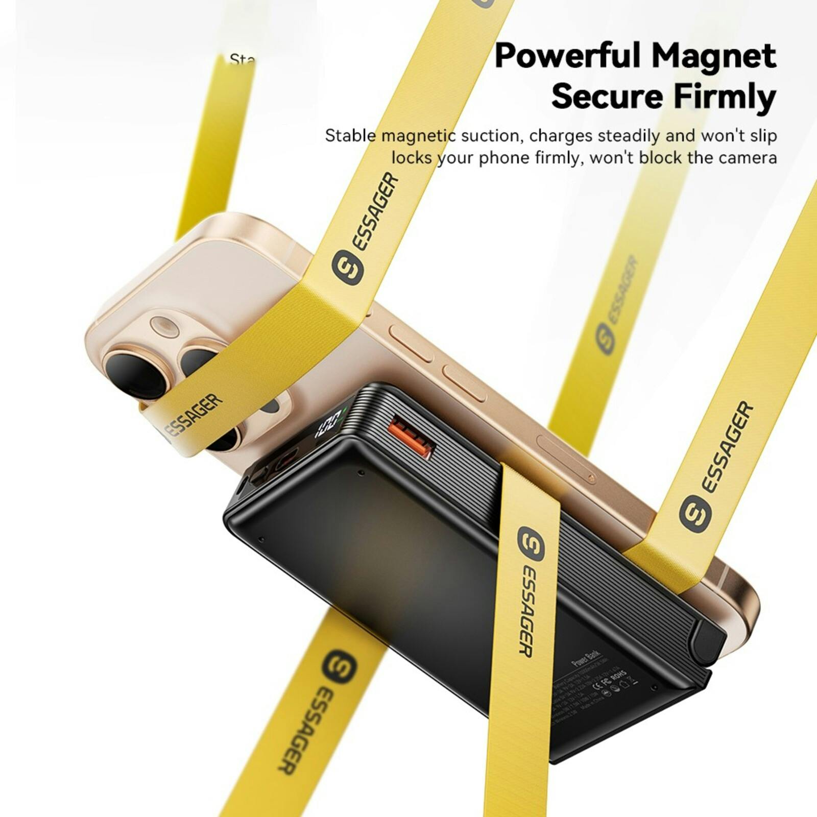 Essager 10.000mAh Versatile Snap and Charge Powerbank Zwart 10.000 mAh