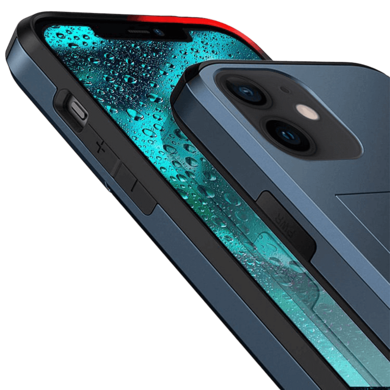 Slide Case iPhone 12 (Pro) Hoesje met Pashouder Donkerblauw