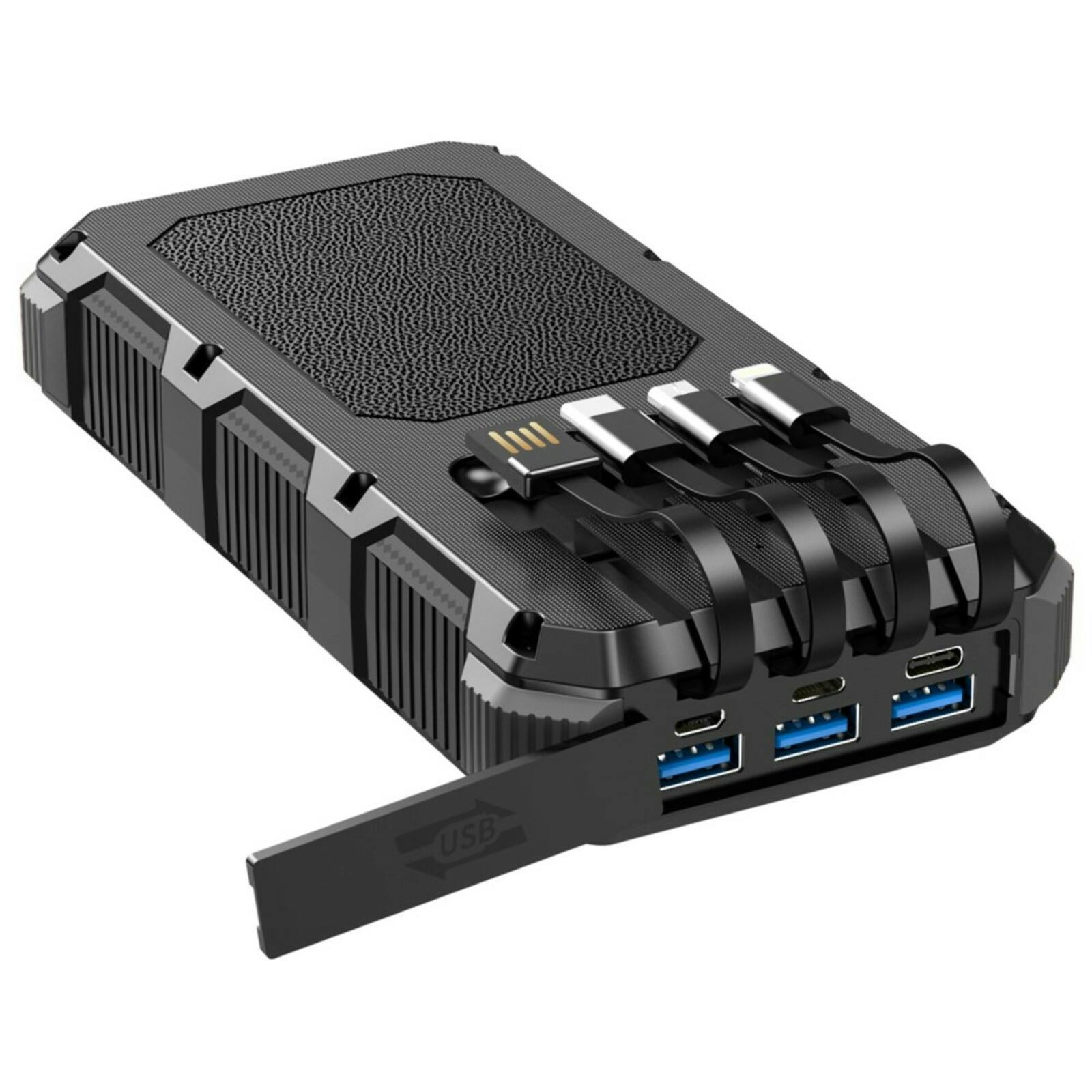 PSOOO 20.000mAh Rugged Solar Charging Powerbank Zwart 20.000 mAh