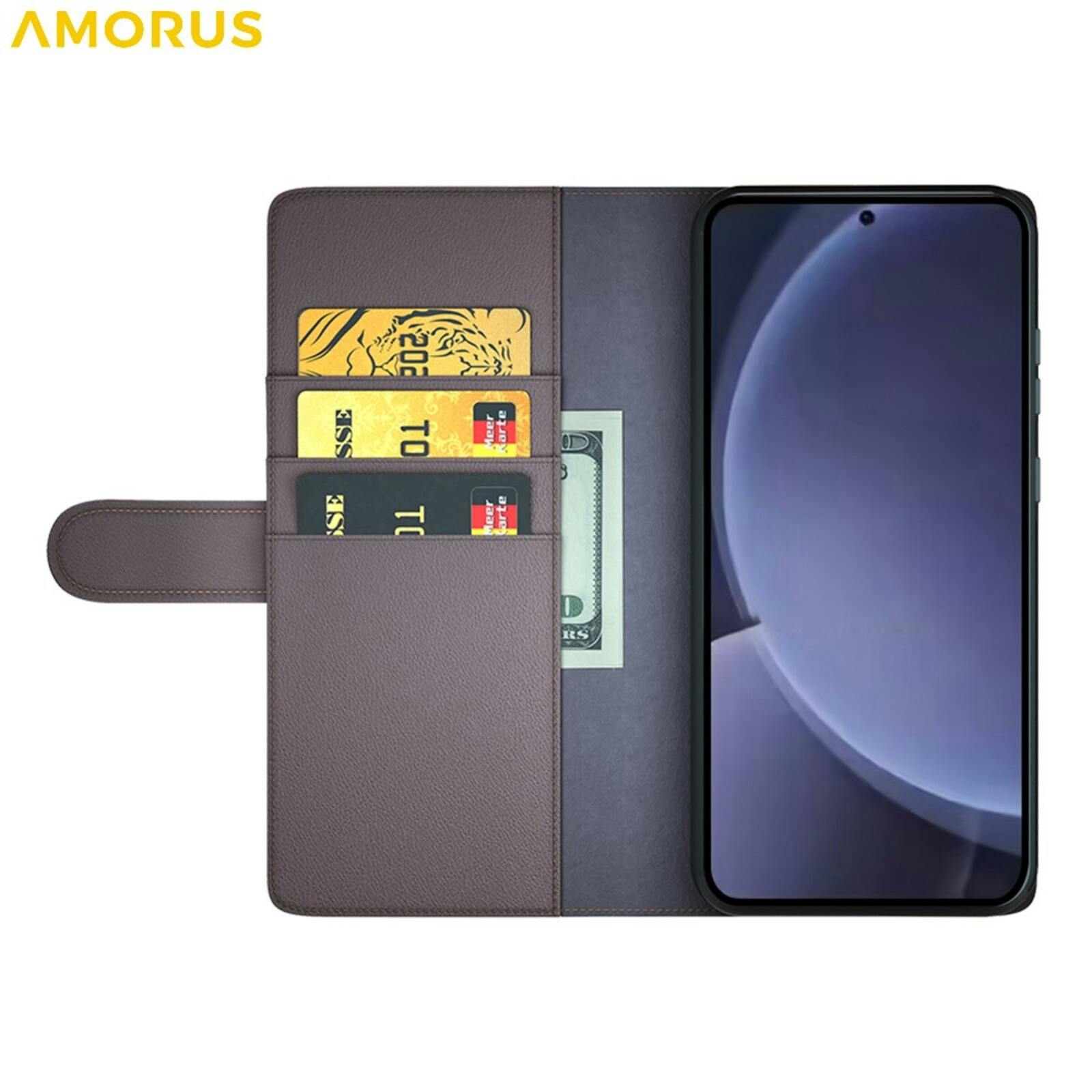 Amorus Samsung Galaxy S26 Luxe Lederen Bookcase Zwart