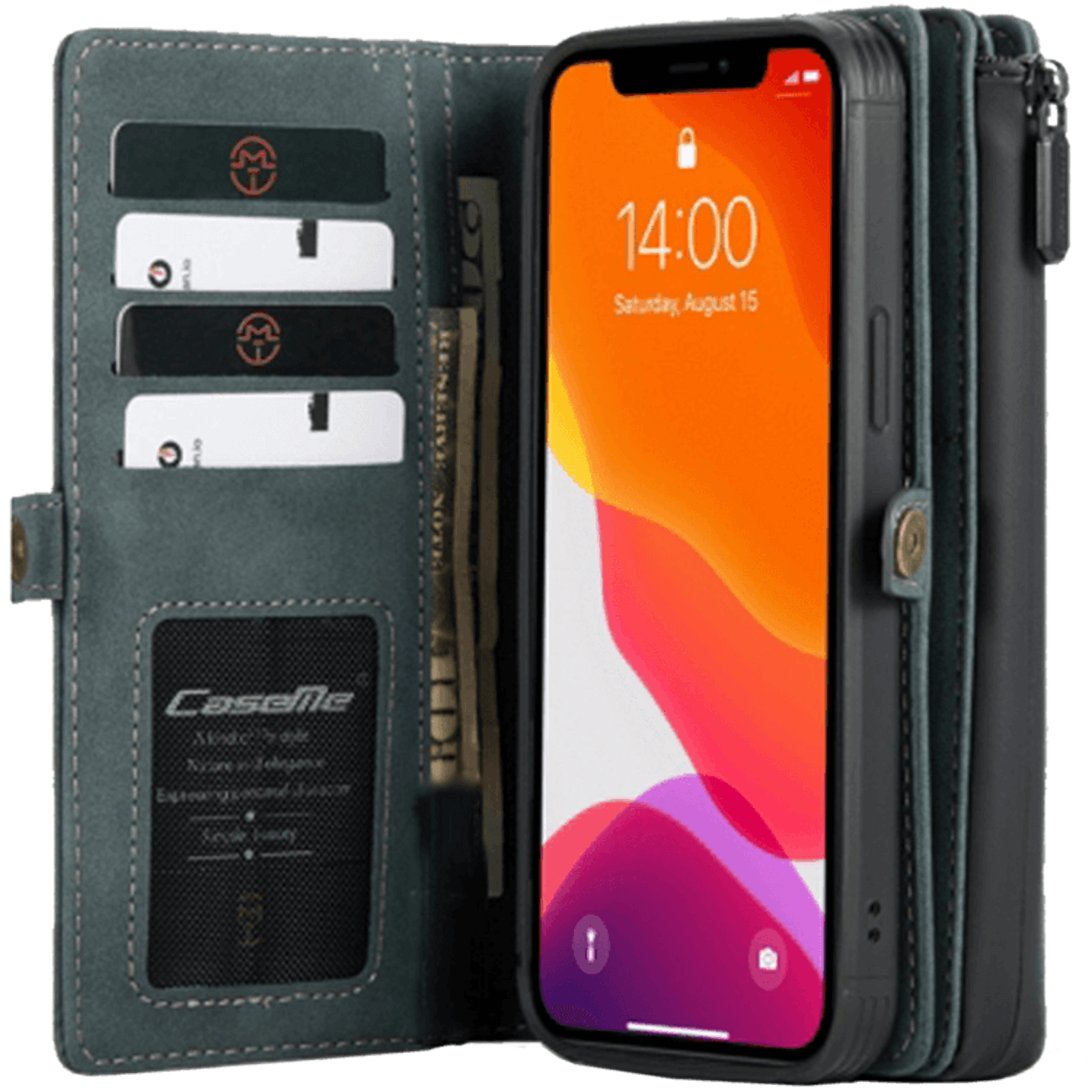 Caseme iPhone 12 Pro Max 2 in 1 Luxury Wallet Blauw
