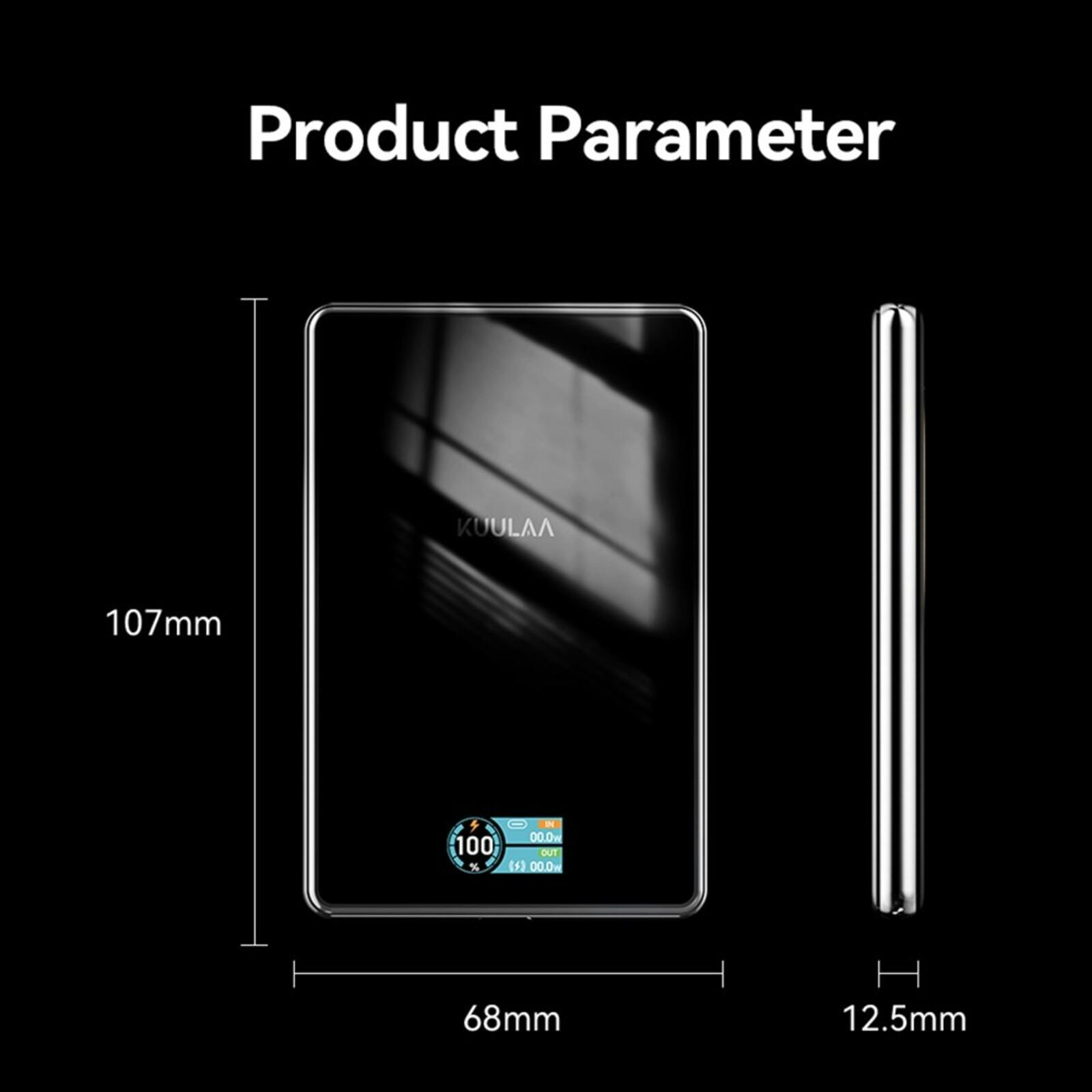 Kuulaa Sleek Display MagSafe Powerbank 10.000mAh Zwart