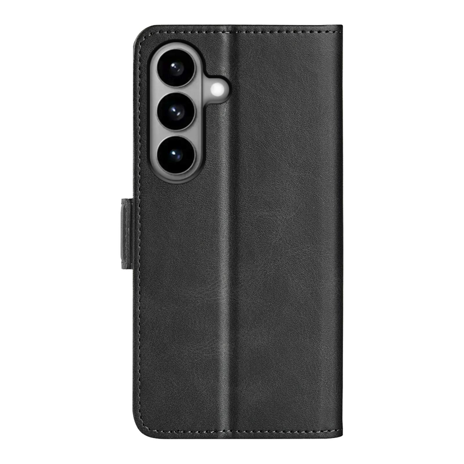 CaseBody Samsung S26 Real Leather Wallet Hoesje Zwart