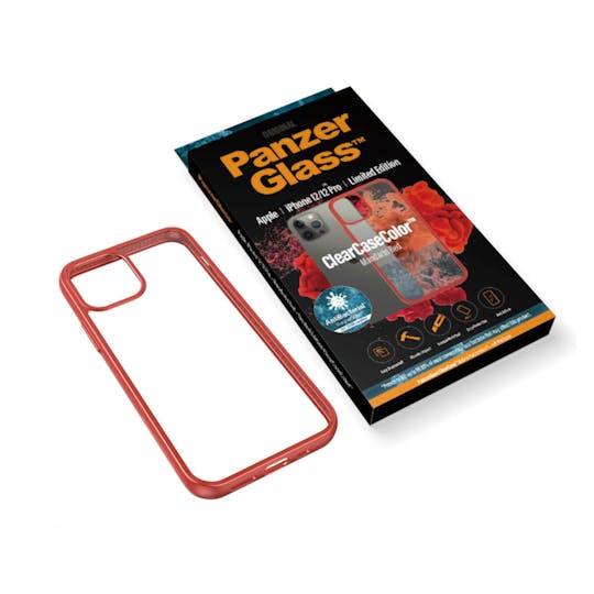 PanzerGlass iPhone 12 (Pro) Clear Case Mandarin Red