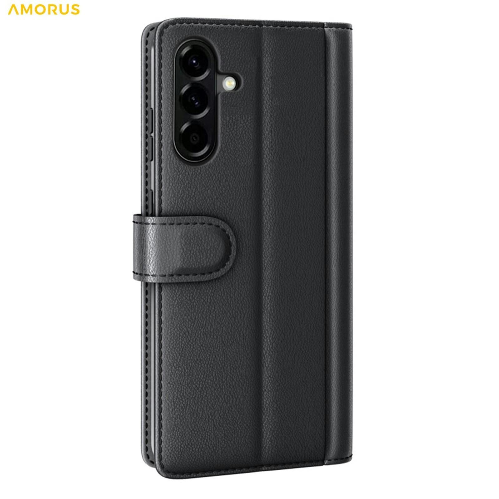 Amorus Samsung Galaxy A57 Real Leather Wallet Hoesje Zwart