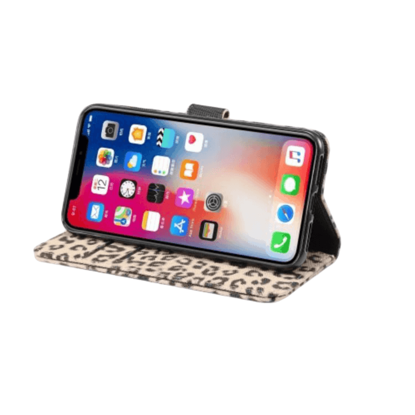 Vili iPhone Xs Max Bookcase Hoesje Luipaardprint Bruin