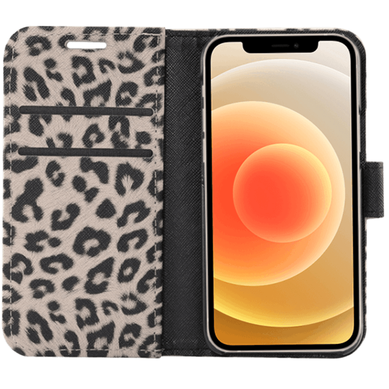 Vili iPhone 12 Pro Max Luipaardprint Bookcase Hoesje Bruin