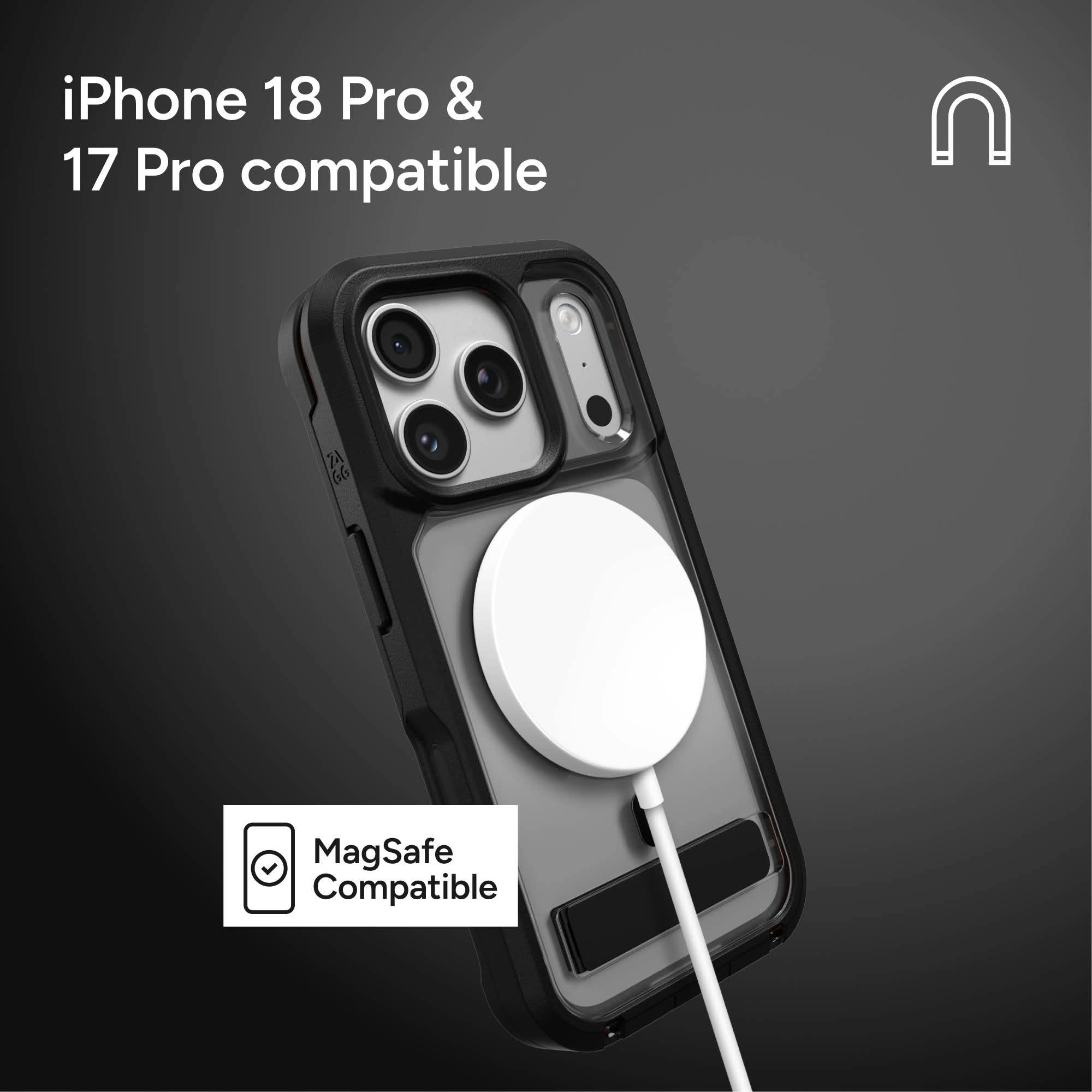 ZAGG iPhone 17 Pro / 18 Pro Rainier MagSafe Hoesje met Kickstand Zwart