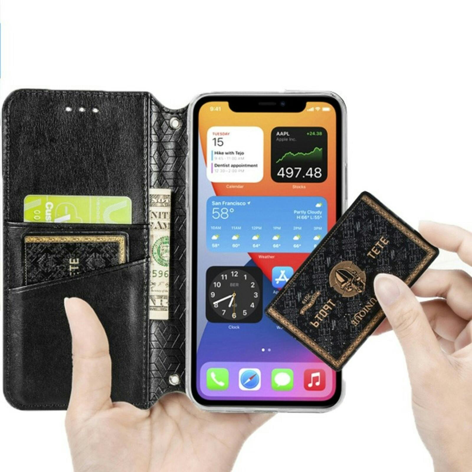 Mocaa iPhone 12 (Pro) Designz Magnetic Mandala Wallet Case Zwart