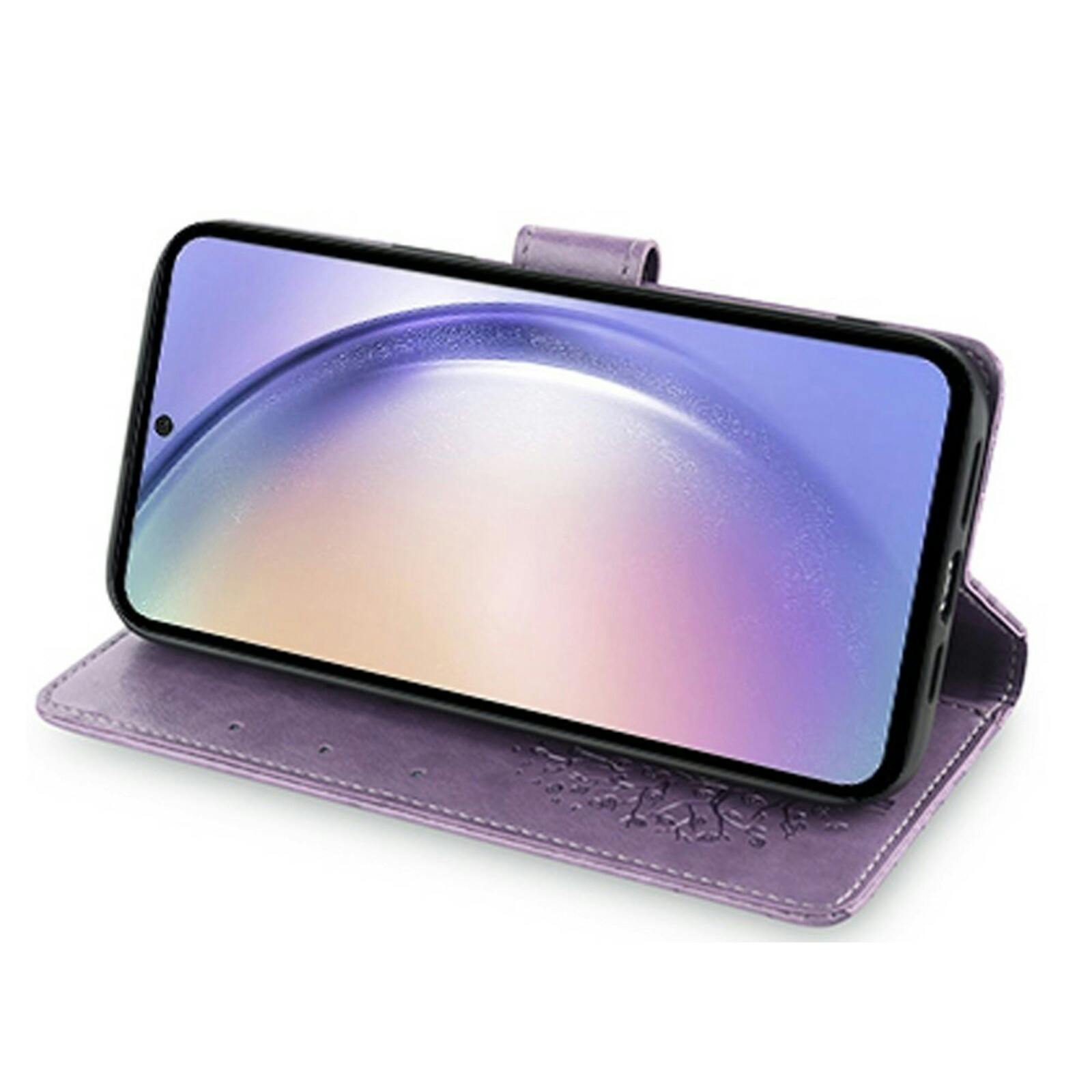 Mocaa Samsung Galaxy S23 Bookcase Gravure Hertjes Paars