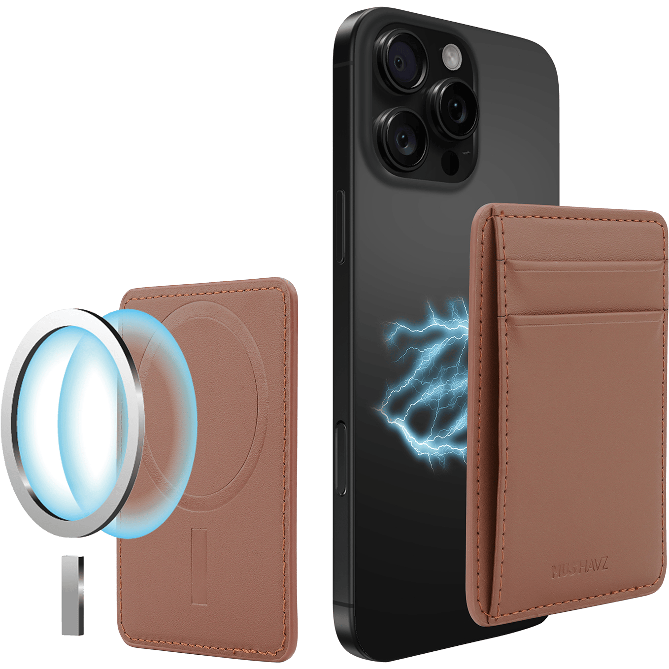 Musthavz MagSafe Vegan Leather Wallet Bruin