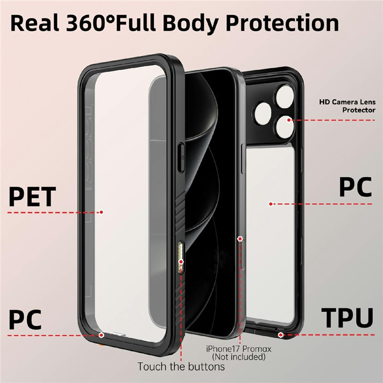 REDPEPPER Apple iPhone 17 Pro Max FS Series Waterproof Case Zwart