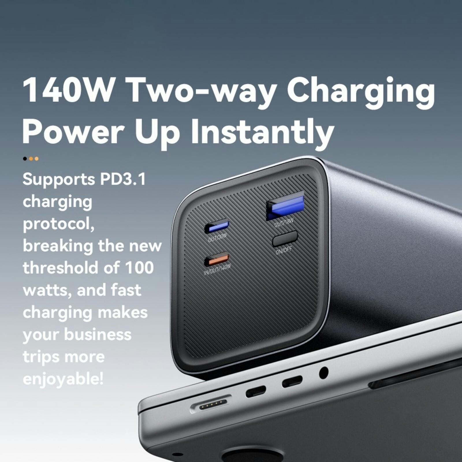 Essager 140W Ultra Powerbank Laptop Multi-Device 27.000mAh Grijs