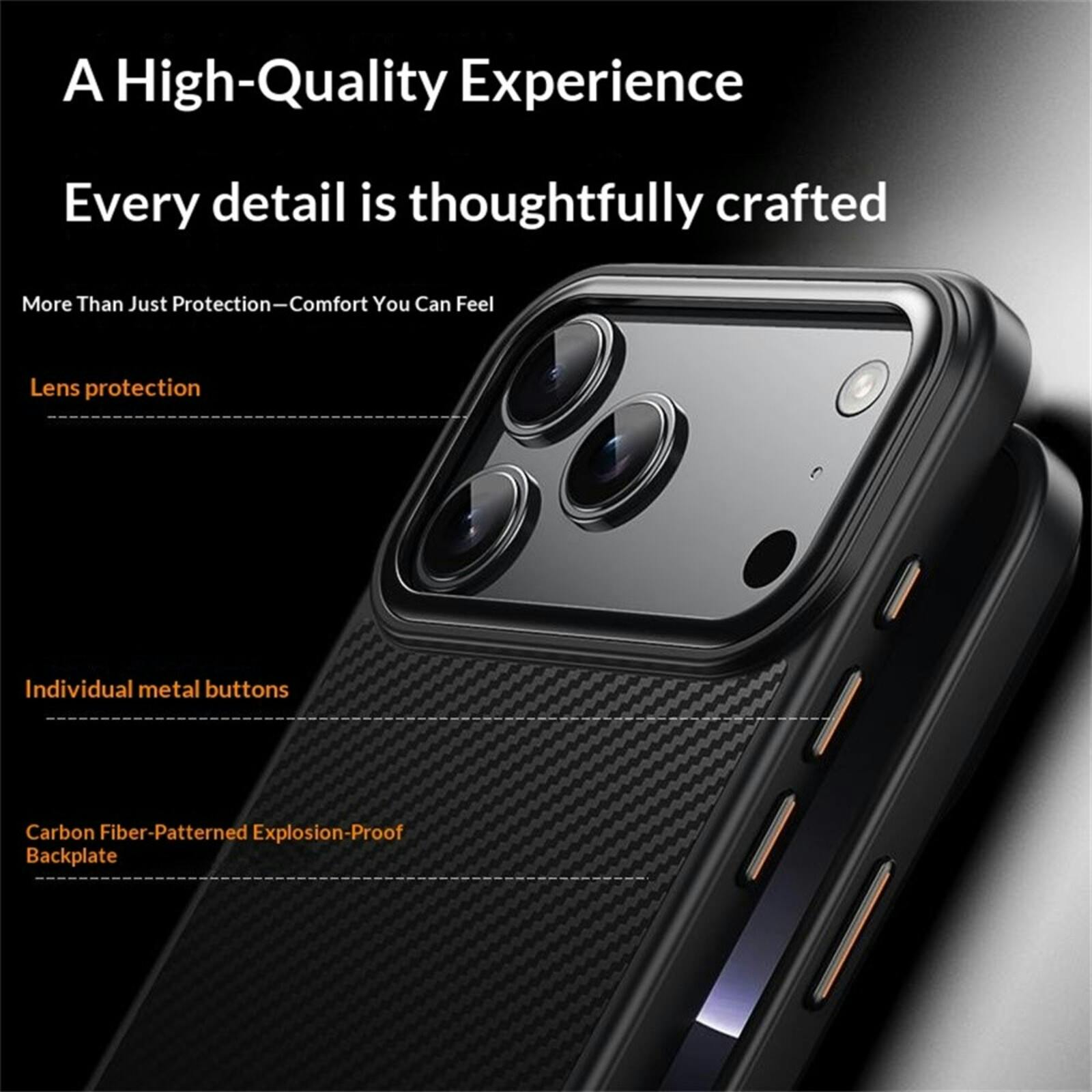Comfycase iPhone 17 Pro Max/ 18 Pro Max Carbon Fiber Magnetic Hoesje Zwart