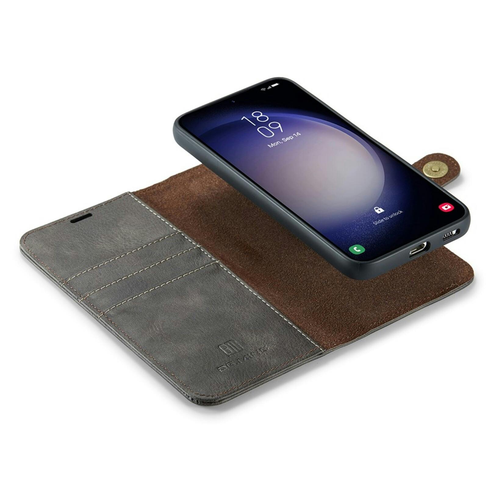 DG.MING Samsung Galaxy S25 Lederen 2-in-1 Wallet Hoesje Grijs