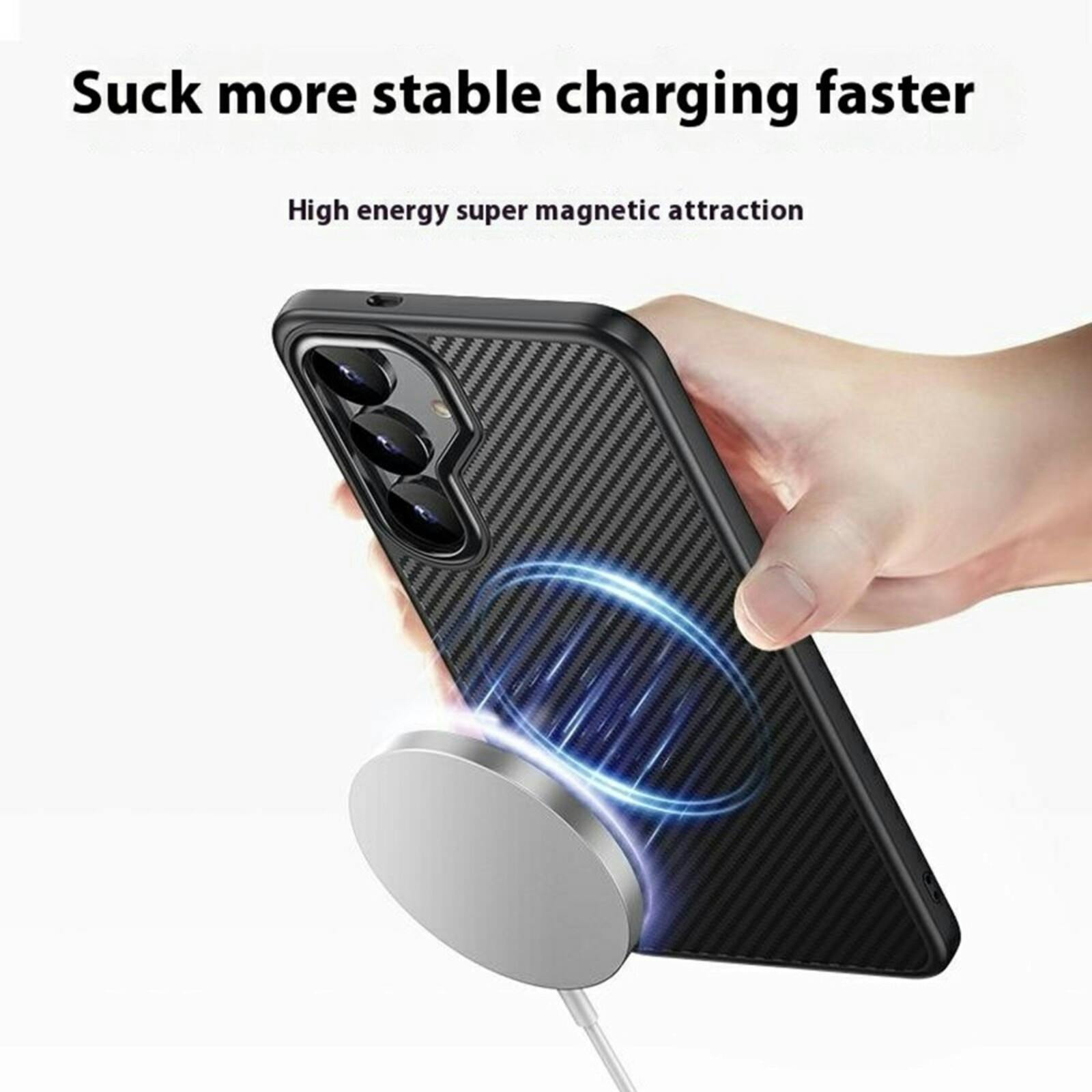 Mocaa Samsung S25 Plus Slim Carbon Pantser MagSafe Case Zwart